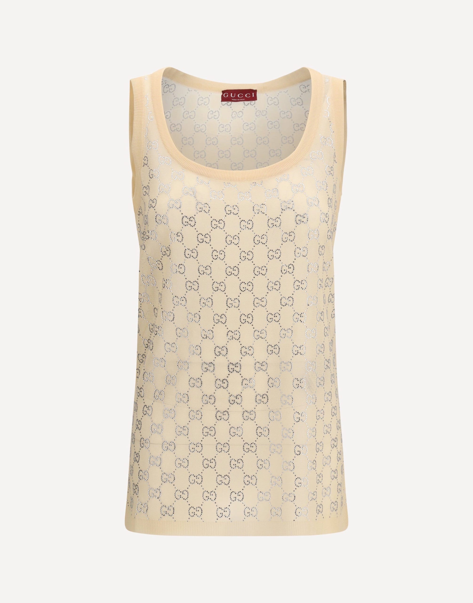 Gucci Sleeveless Top With All-Over Glittering Gg Logo