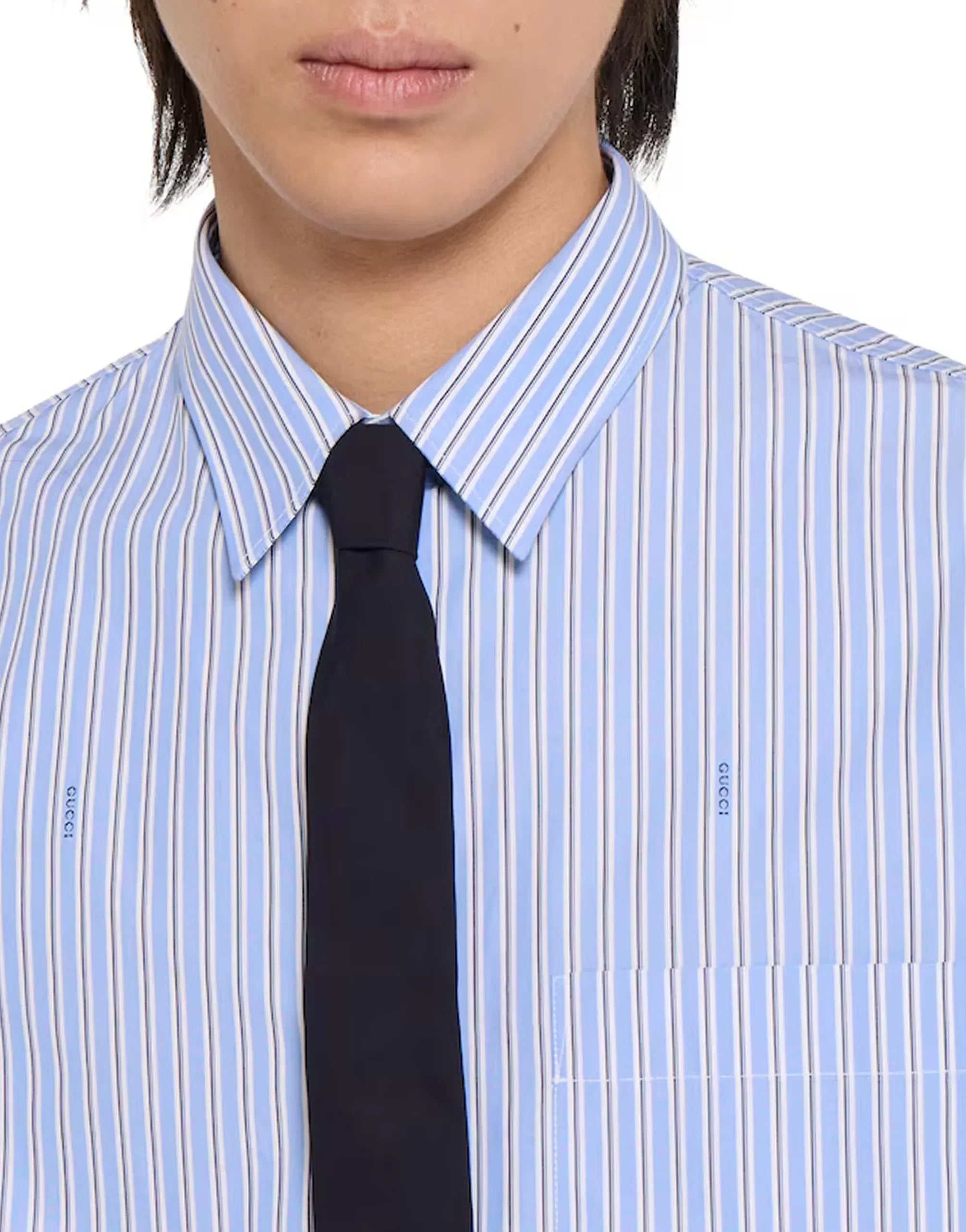 Gucci Camisa Listrada de Popeline de Algodão