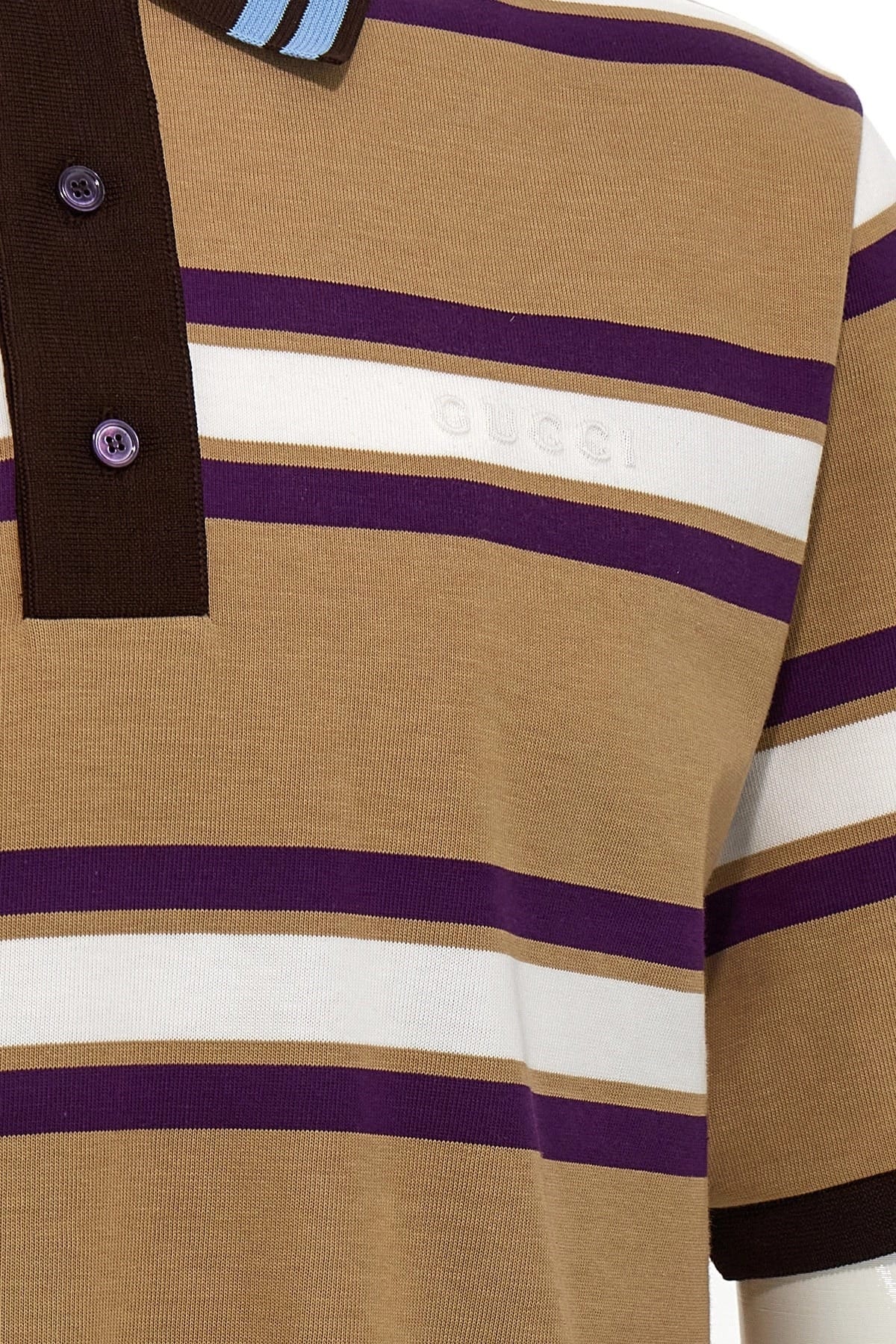 Gucci Gucci Striped Embossed Logo Polo Shirt