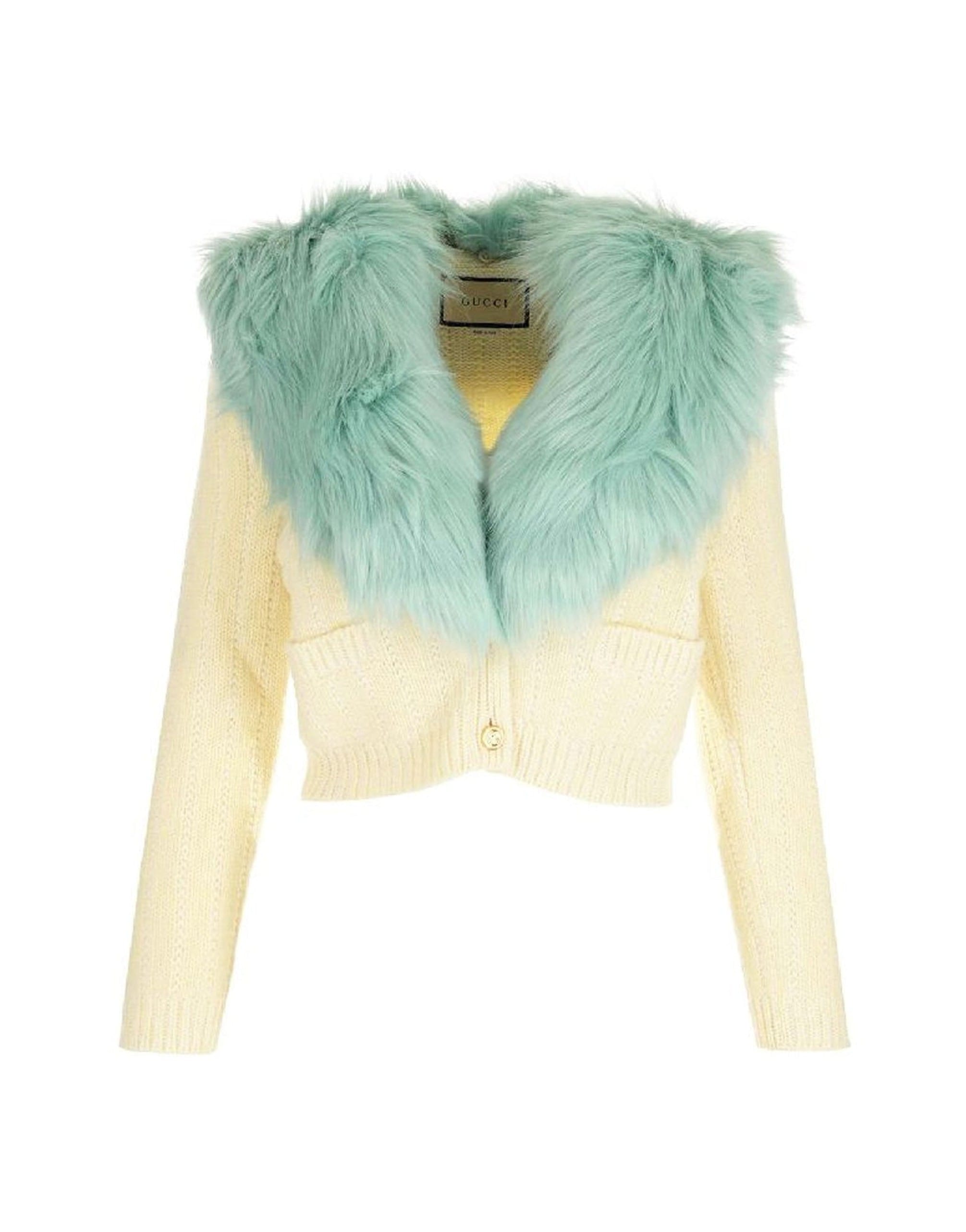 Gucci Wool Cashmere Faux Fur Cardigan