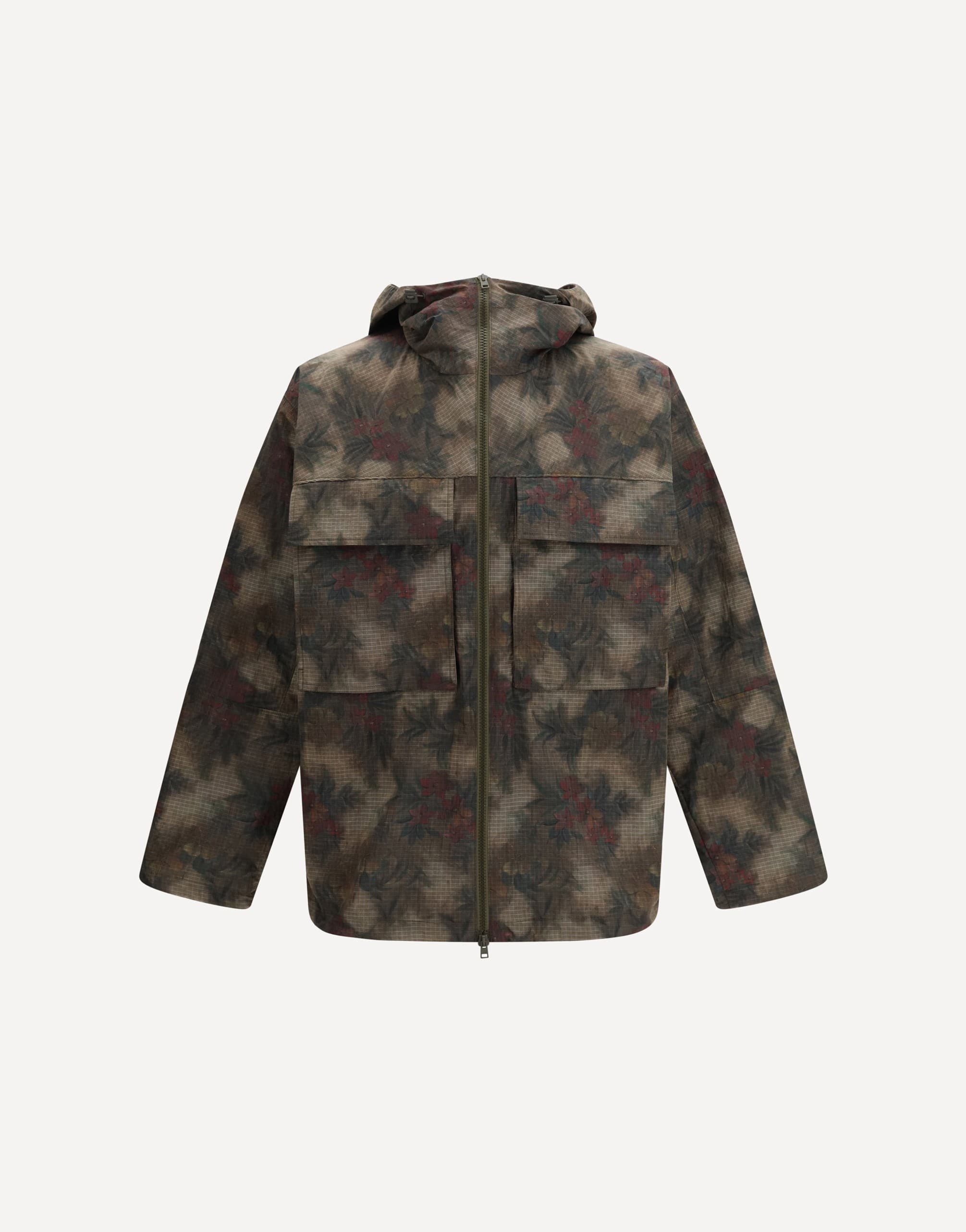 Herno Ripstop Parka With Tropical Pattern