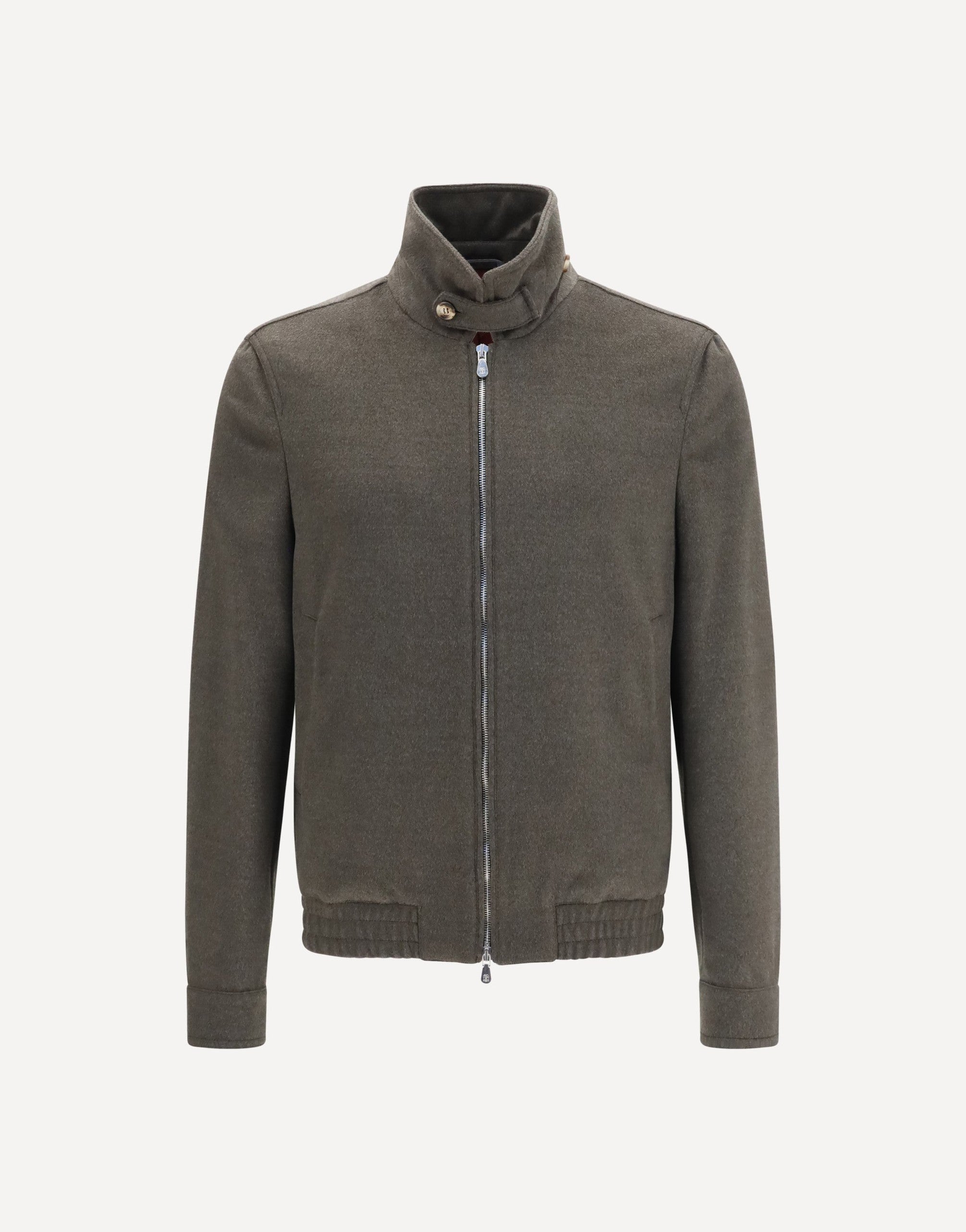 Brunello Cucinelli Wool Zip Jacket With High Collar