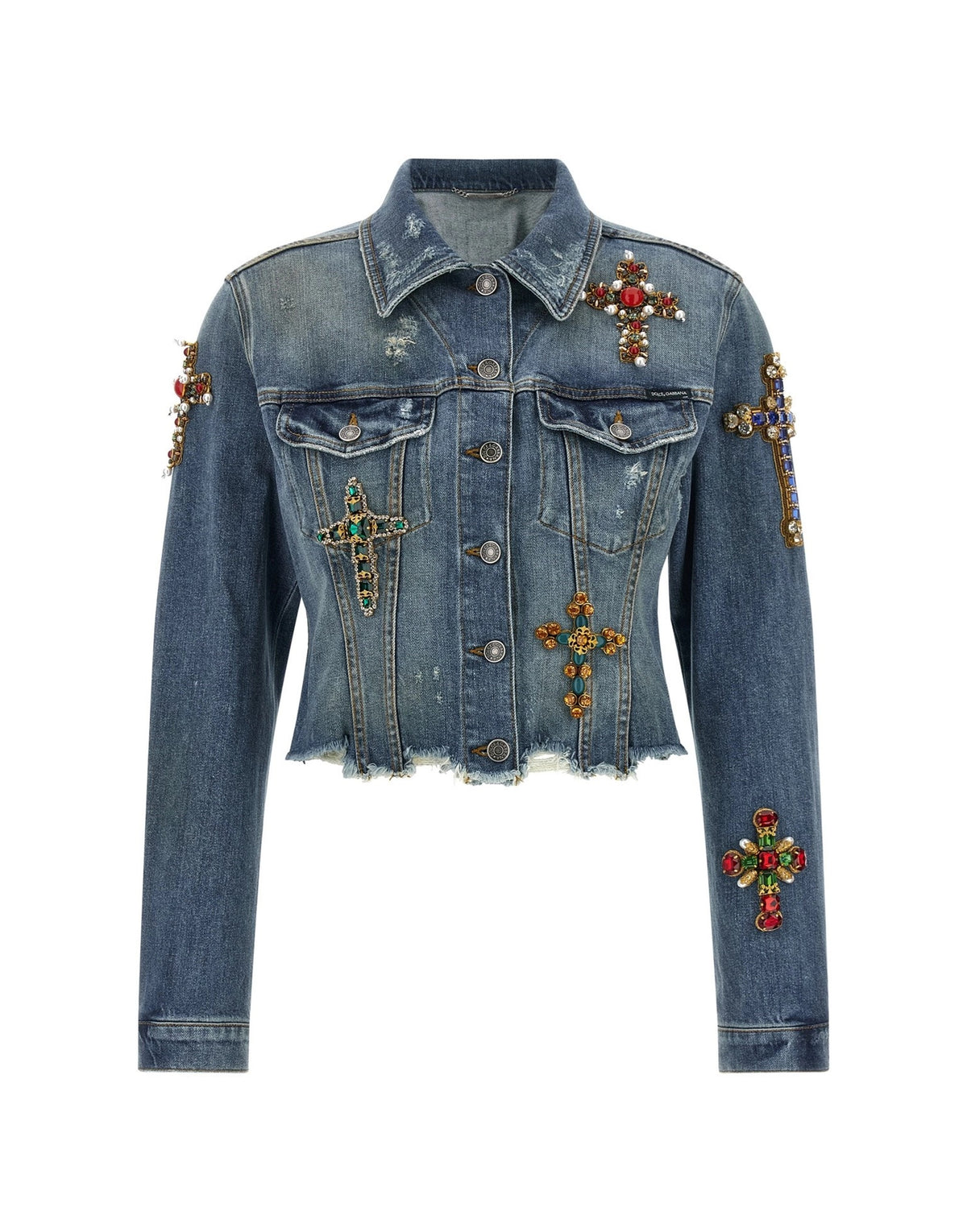 Dolce & Gabbana Cross-Embellished Denim Jacket
