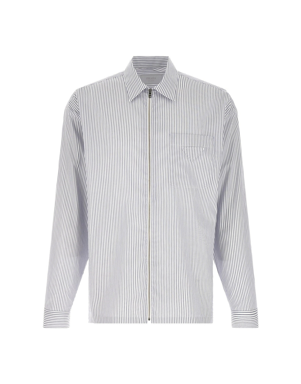 Prada Zip Striped Cotton Shirt