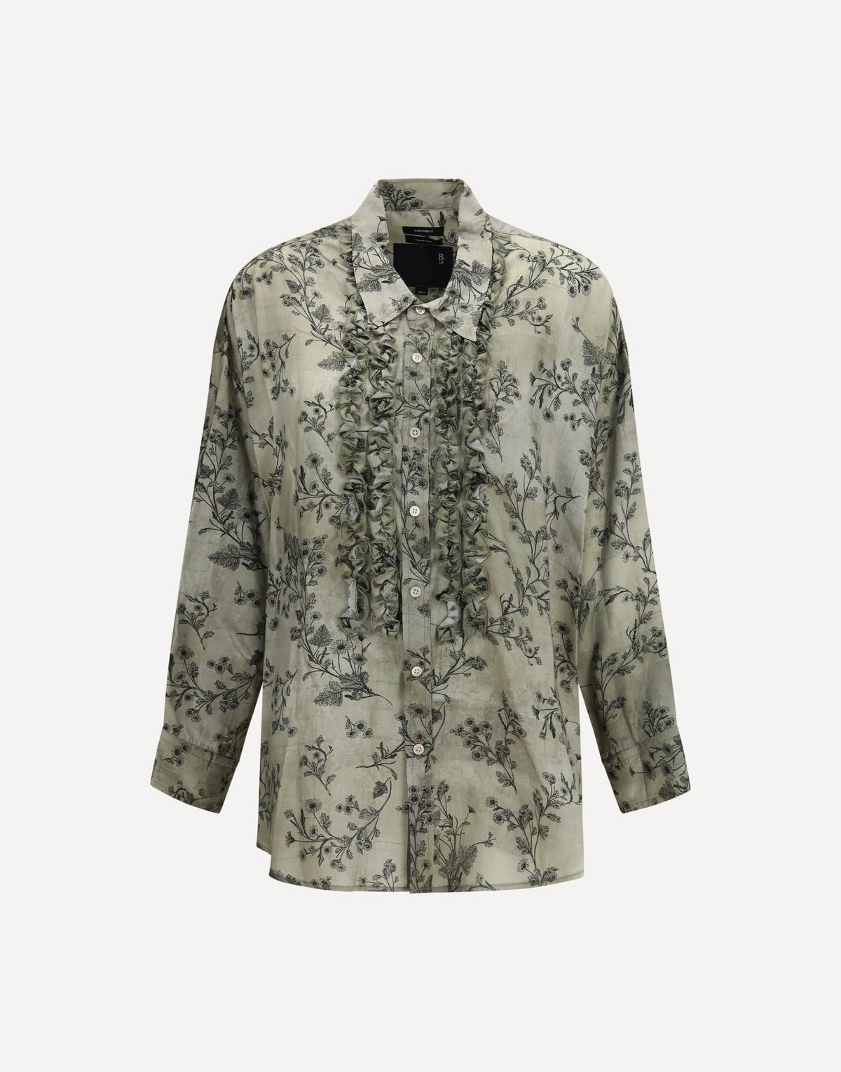 R13 V-Neck Ruffle Shirt