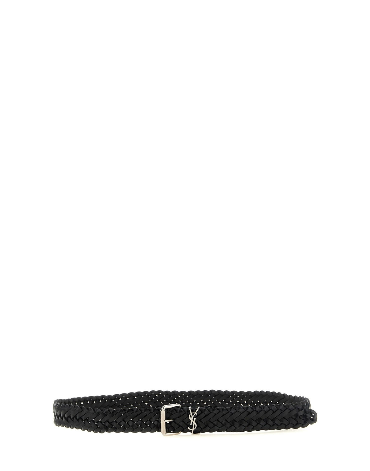 Saint Laurent Cassandre Braided Leather Belt