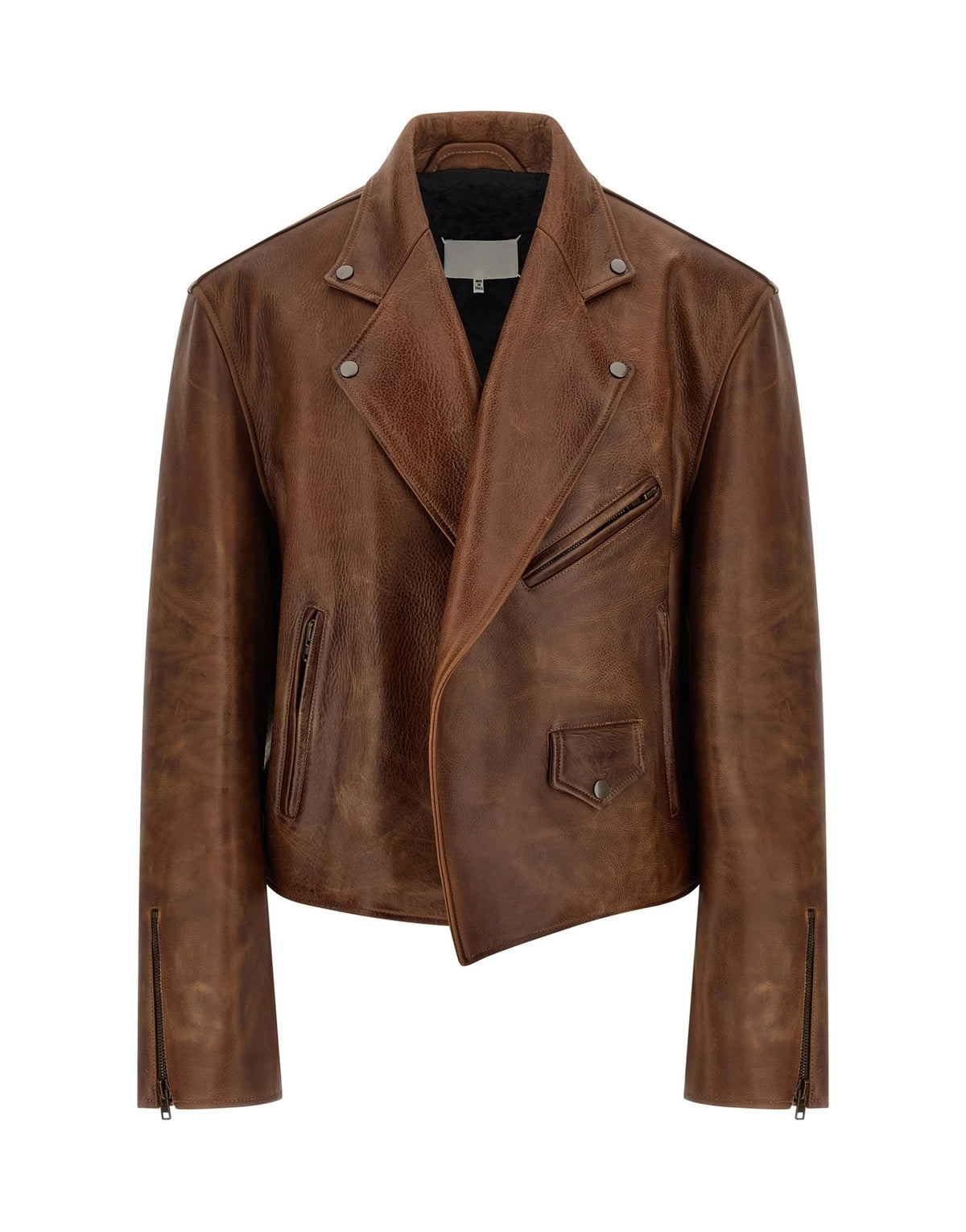 Maison Margiela Cropped Leather Biker Jacket