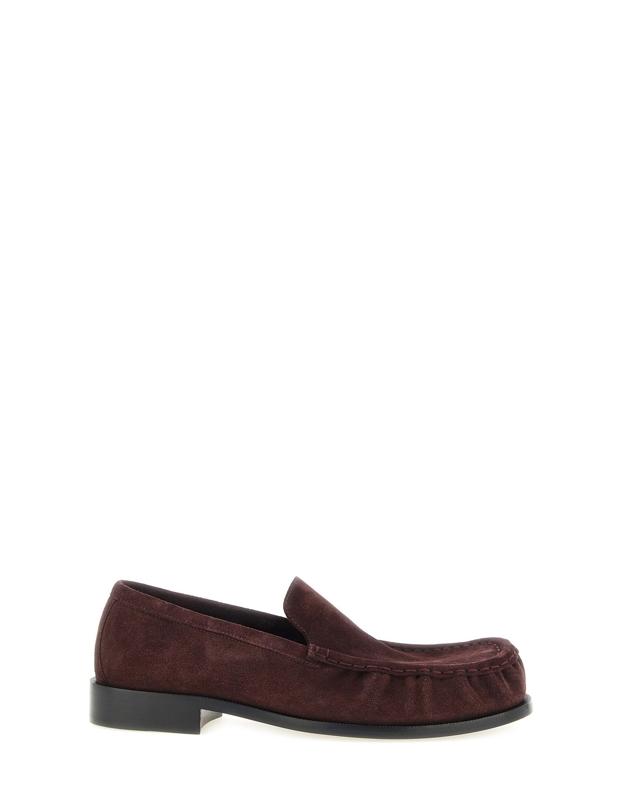Dries Van Noten Bordeaux Suede Pleated Toe Loafers