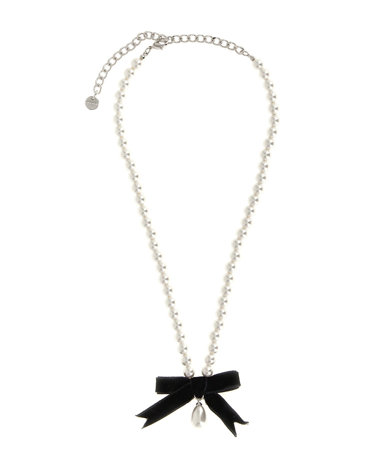 Self-Portrait Black Bow Pearl Necklace