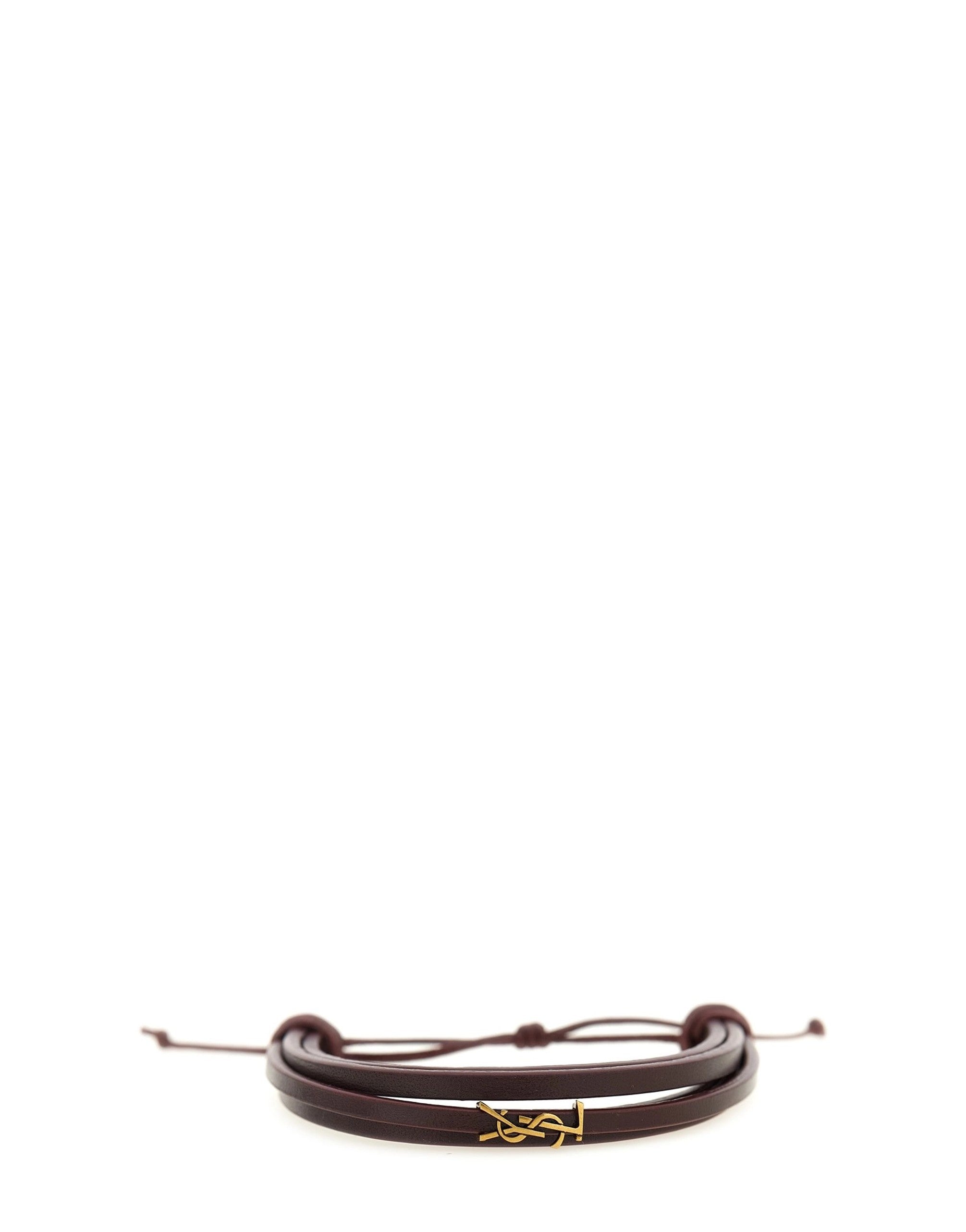 Saint Laurent Cassandre Leather Bracelet