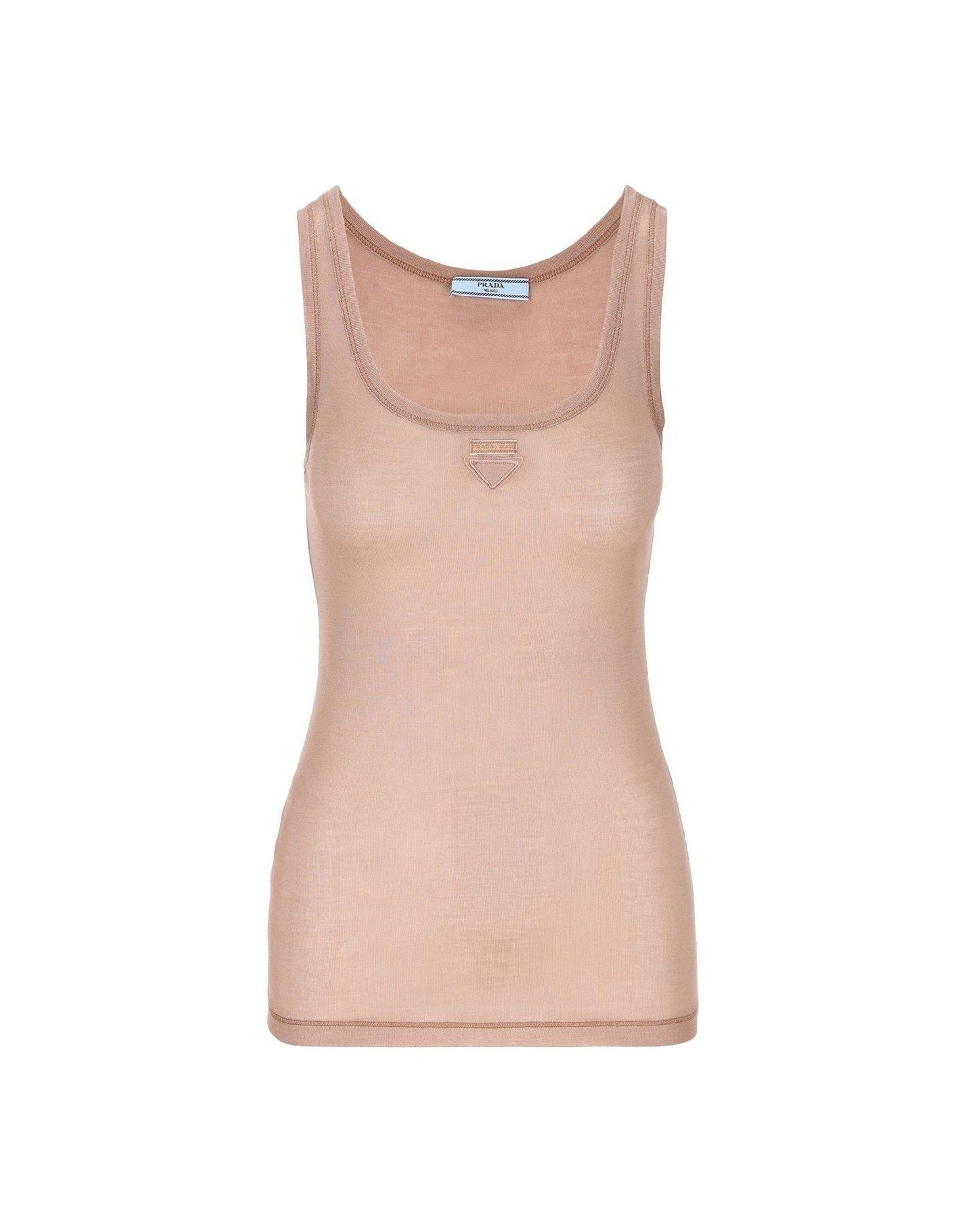 Logo Sleeveless Silk Top