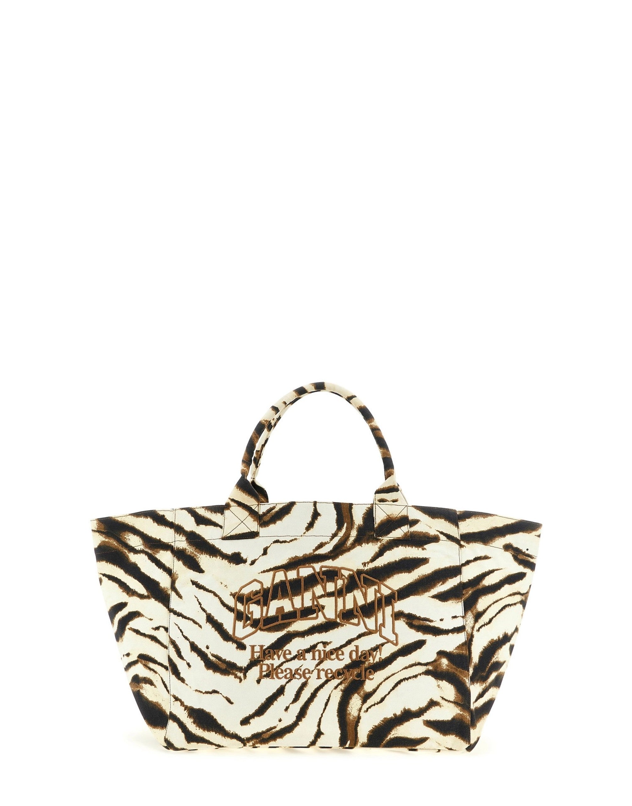Ganni Xxl Zebra Shopping Bag