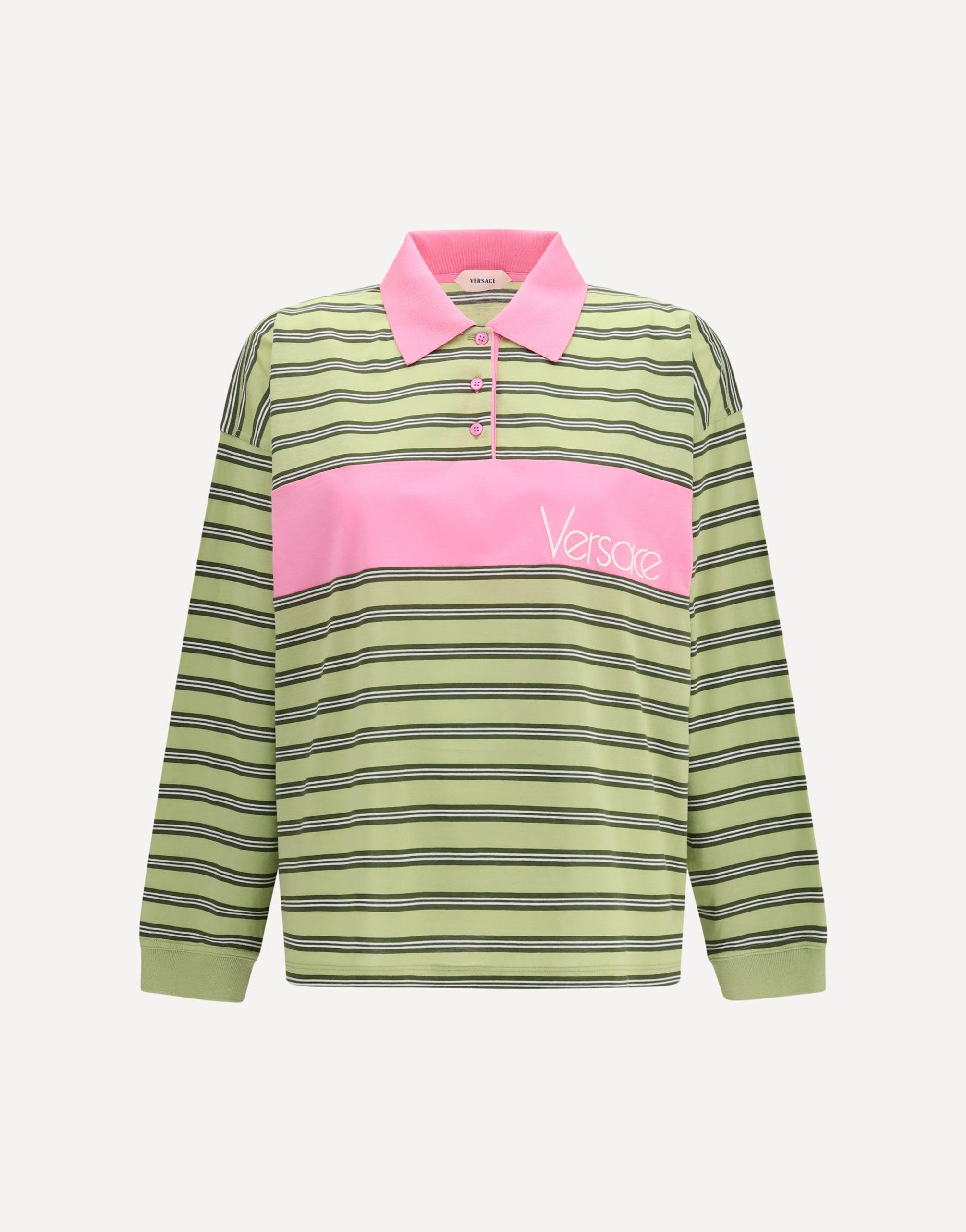 Versace Striped Intarsia Cotton Polo