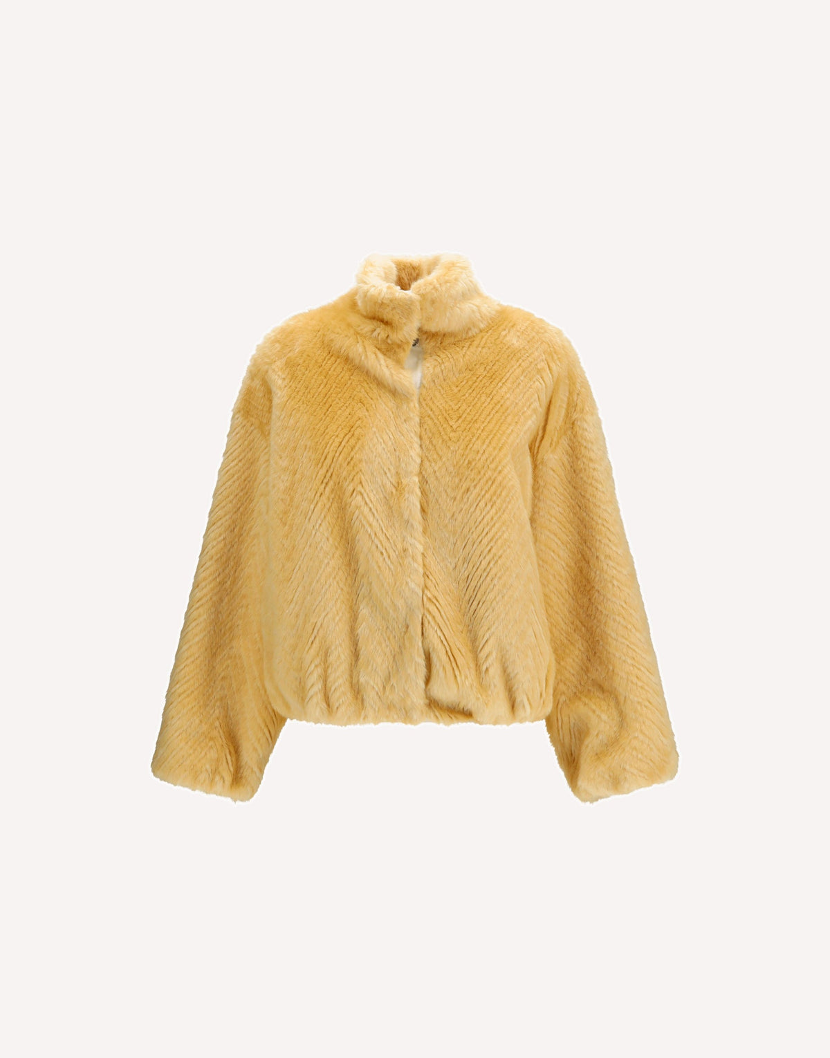 Forte_Forte Chevron Faux Fur Bomber Jacket
