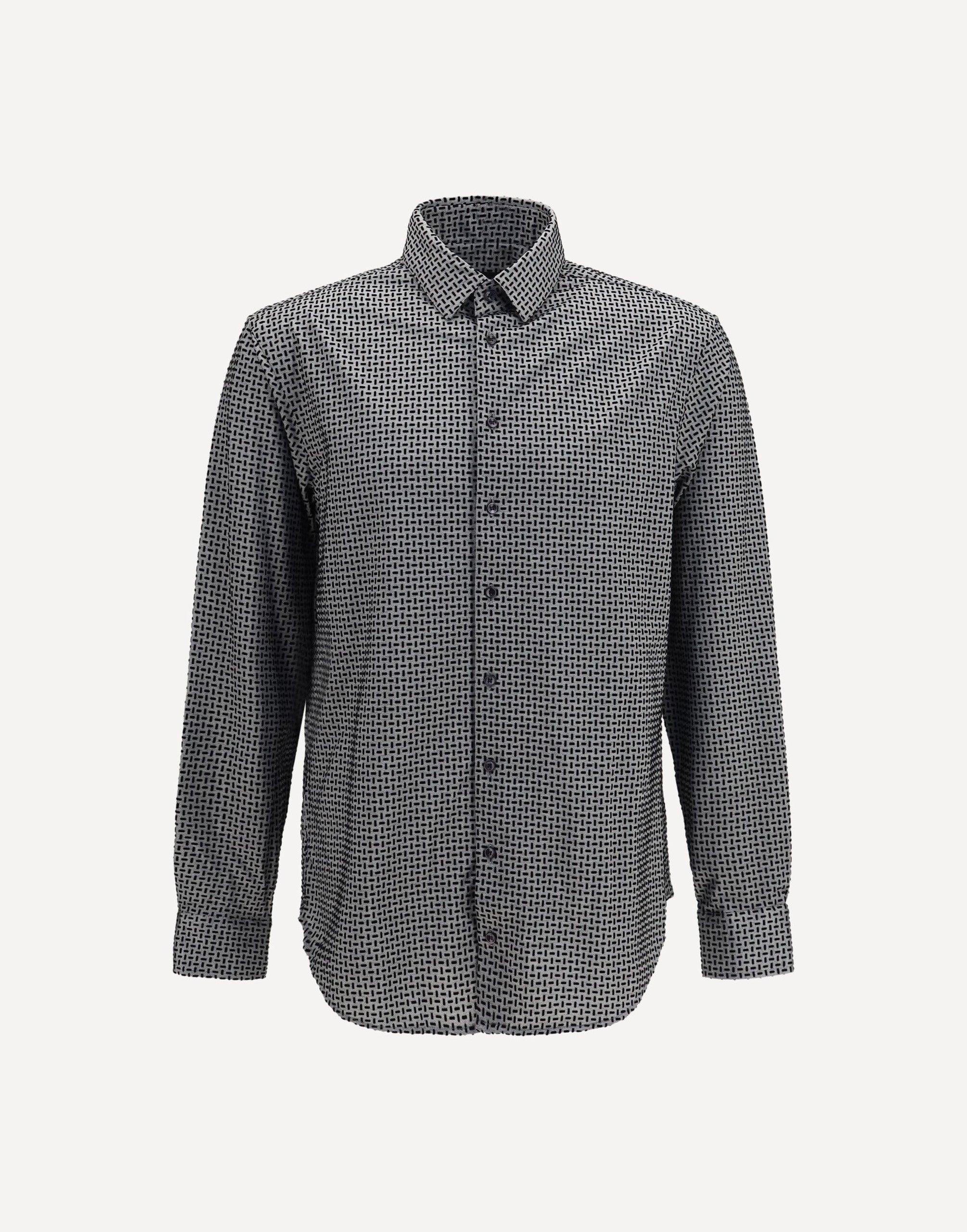 Giorgio Armani Cotton Shirt Geometric Flock Print
