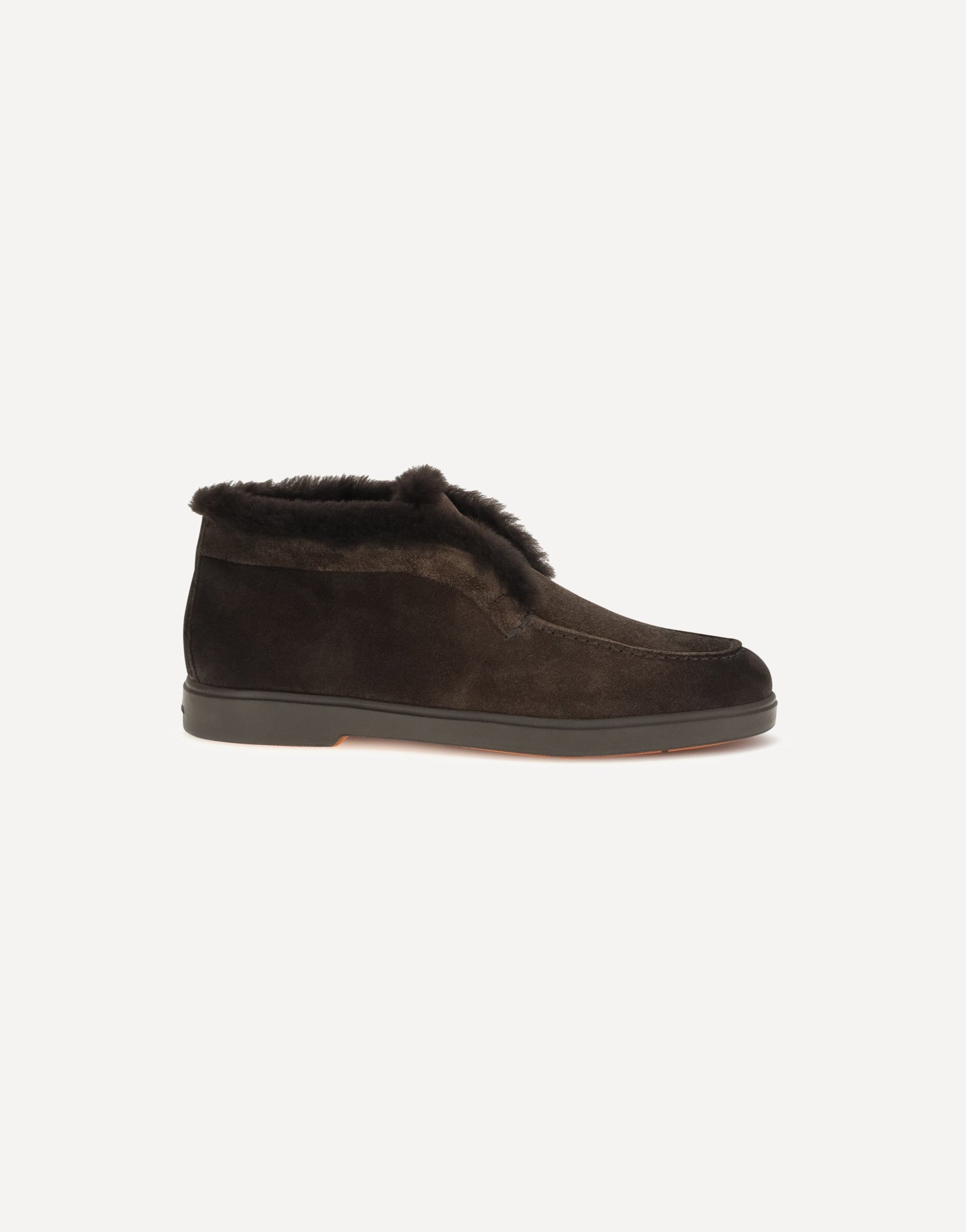 Santoni Suede Shearling Ankle Boots