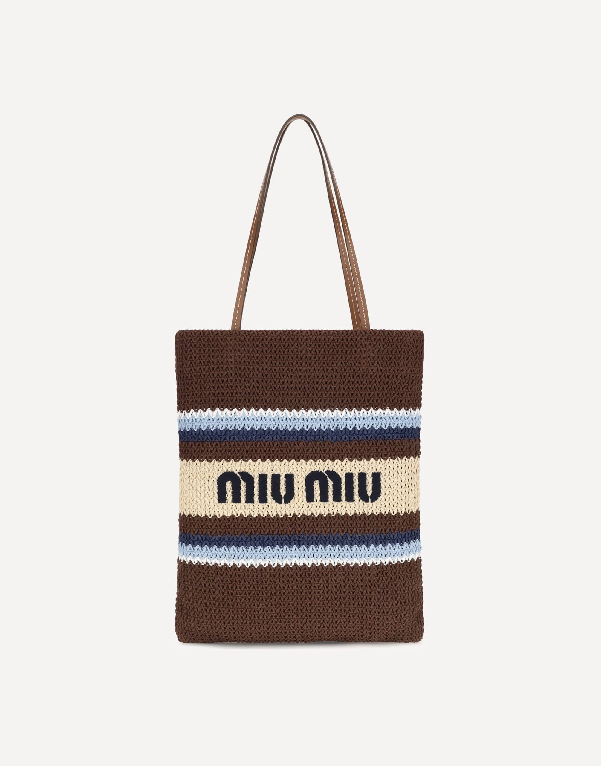 Miu Miu Raffia-Effect Yarn Tote Bag