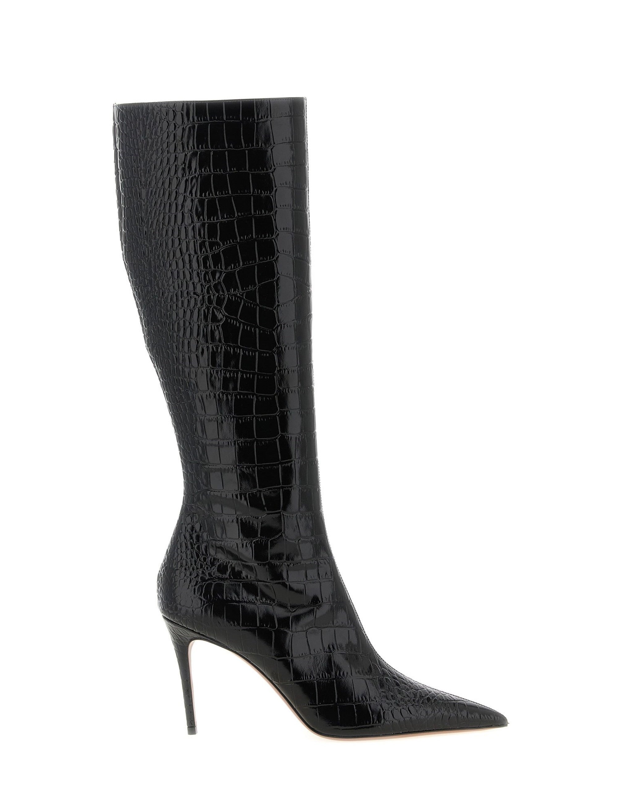 Paris Texas Vera Croc-Print Knee Boots