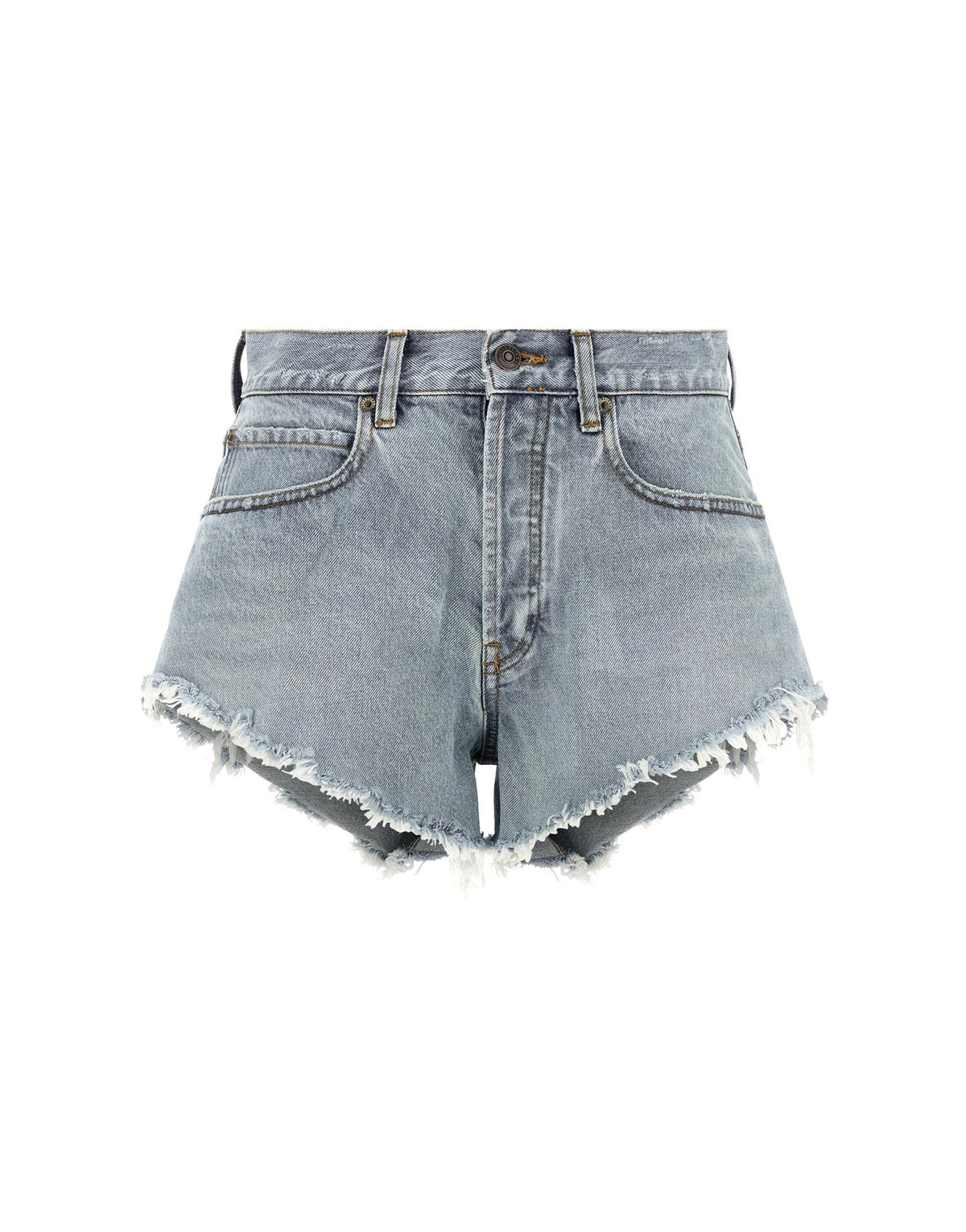 Balenciaga Distressed Raw Hem Denim Shorts