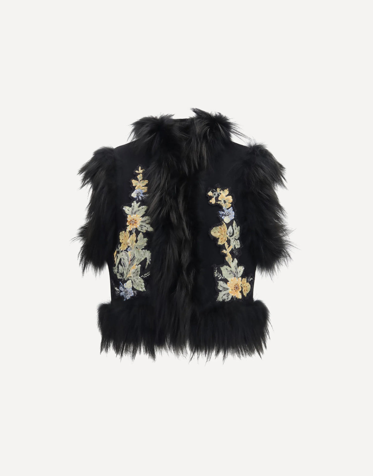 Fendi Virgin Wool Vest With Fur Collar