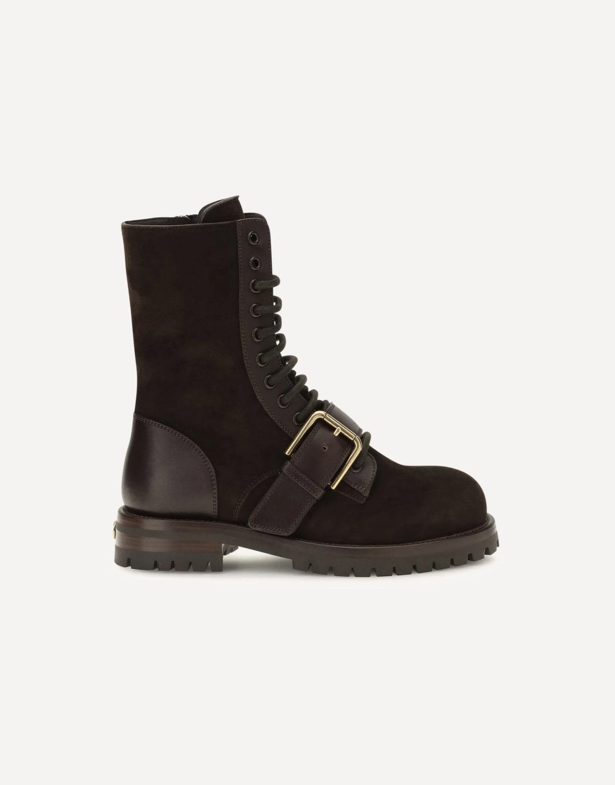 Dolce & Gabbana Leather Suede Buckle Ankle Boots