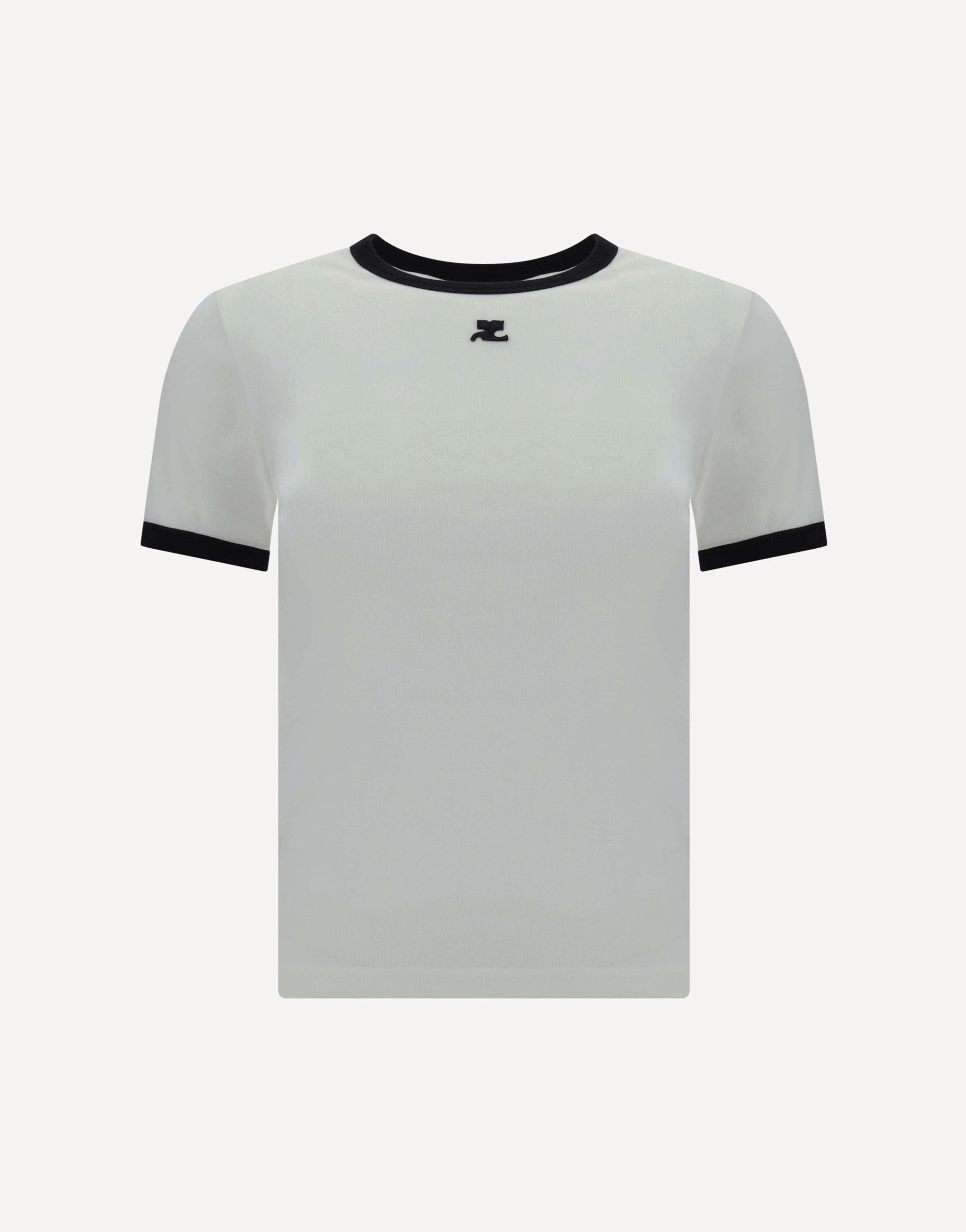 Logo Cotton T-Shirt With Contrast Neck