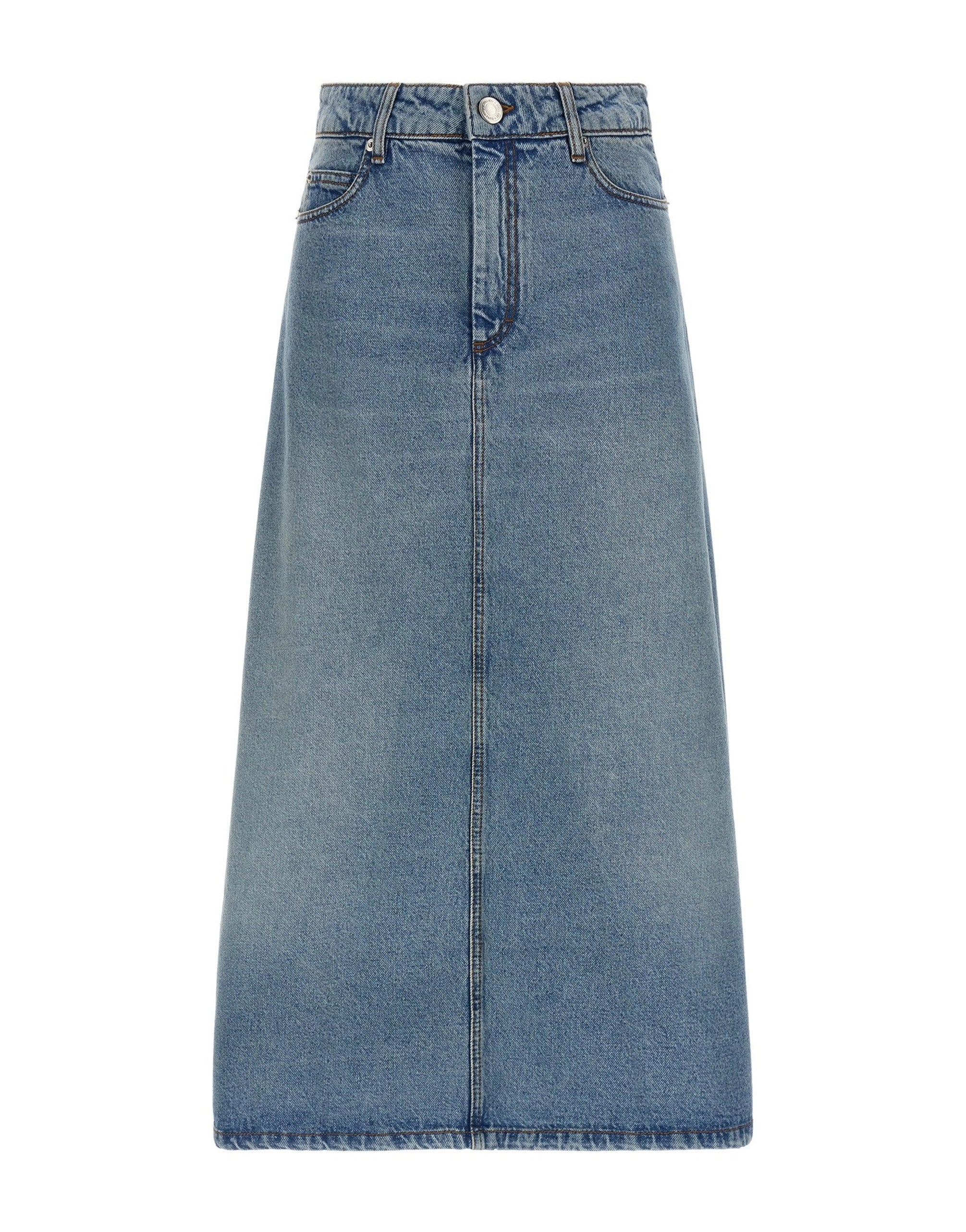 Ami Paris Trapeze Denim Midi Skirt