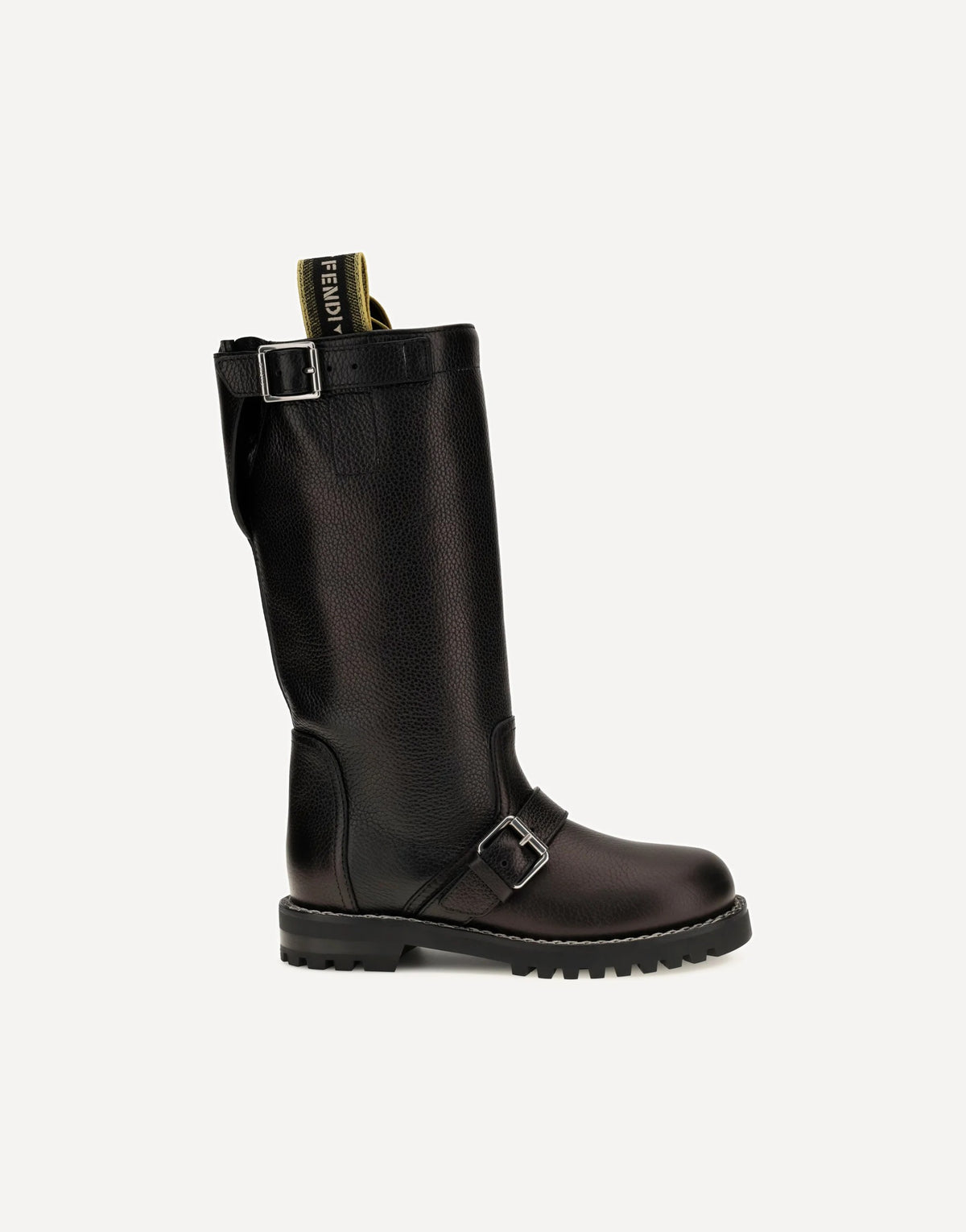 Fendi Glossy Calfskin Biker Boots
