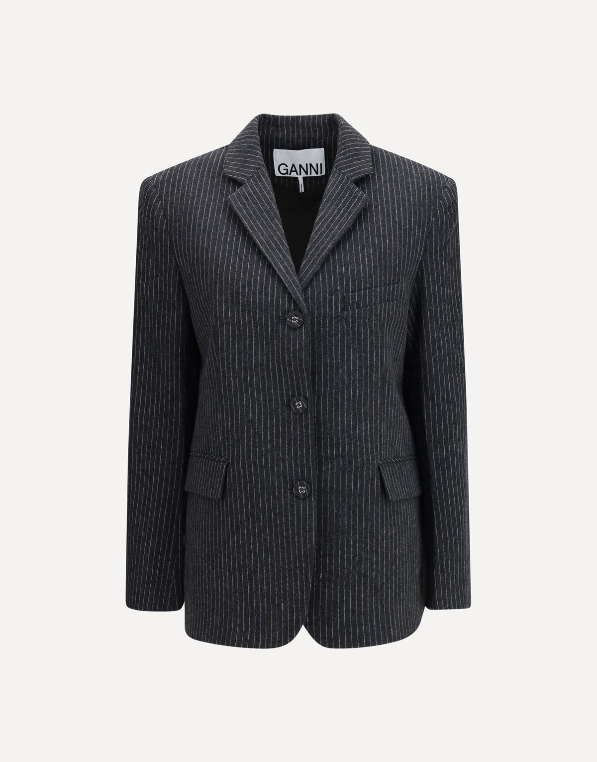 Ganni Pinstripe Wool Blazer