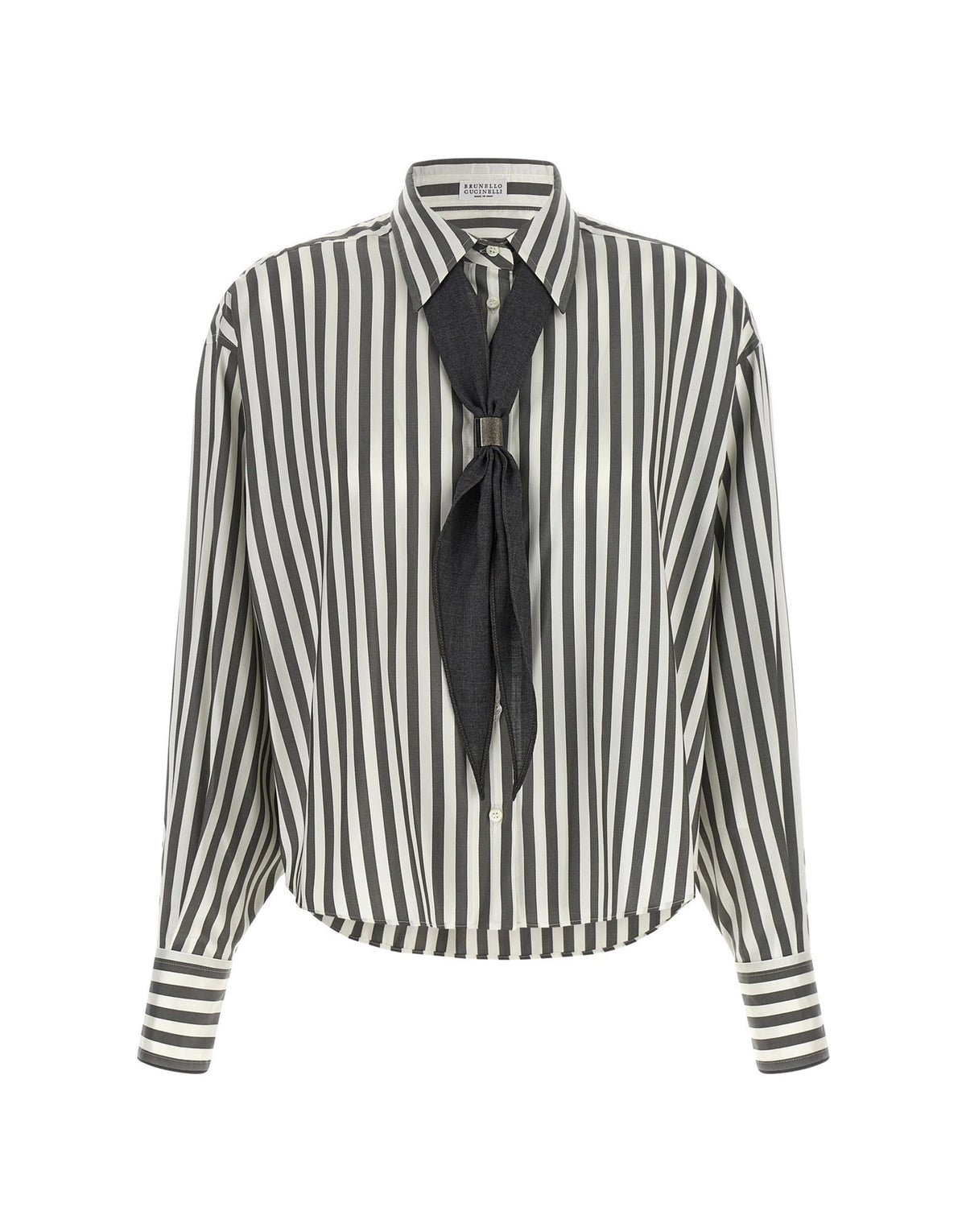 Brunello Cucinelli Silk Poplin Shirt With Scarf