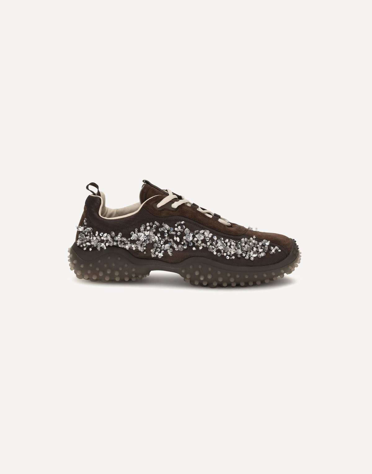 Miu Miu Suede Technical Fabric Sneakers With Crystals