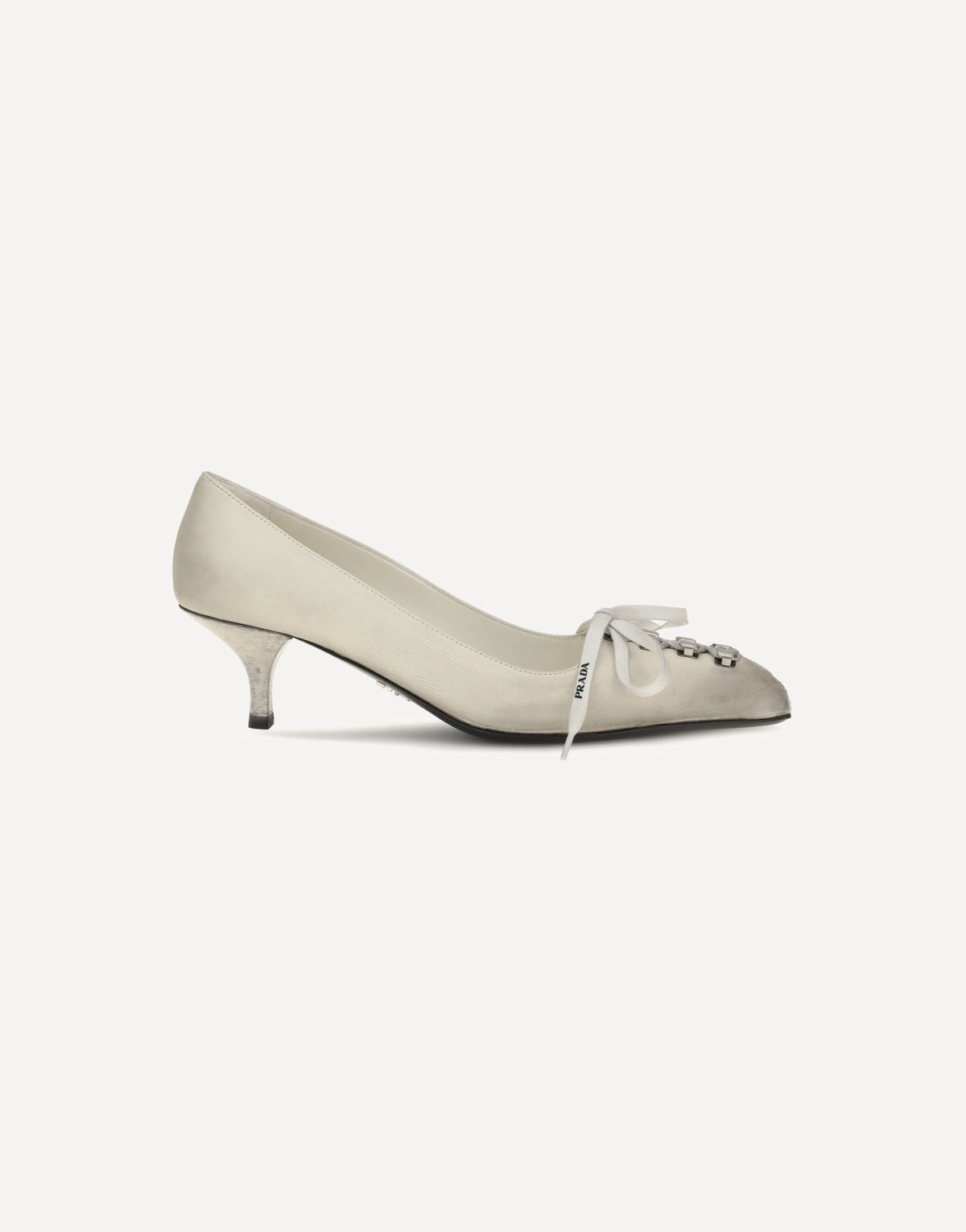 Prada Lace-Up Antique-Finish Leather Pumps