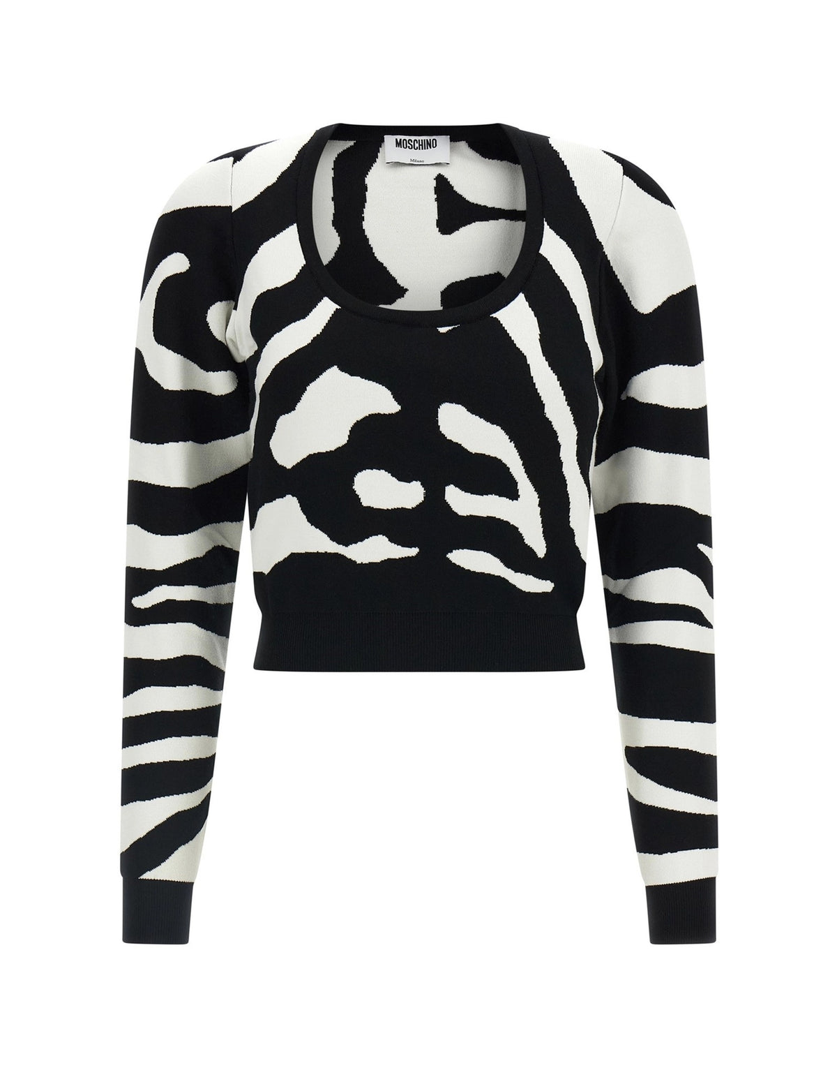 Moschino Zebra Intarsia Cropped Sweater