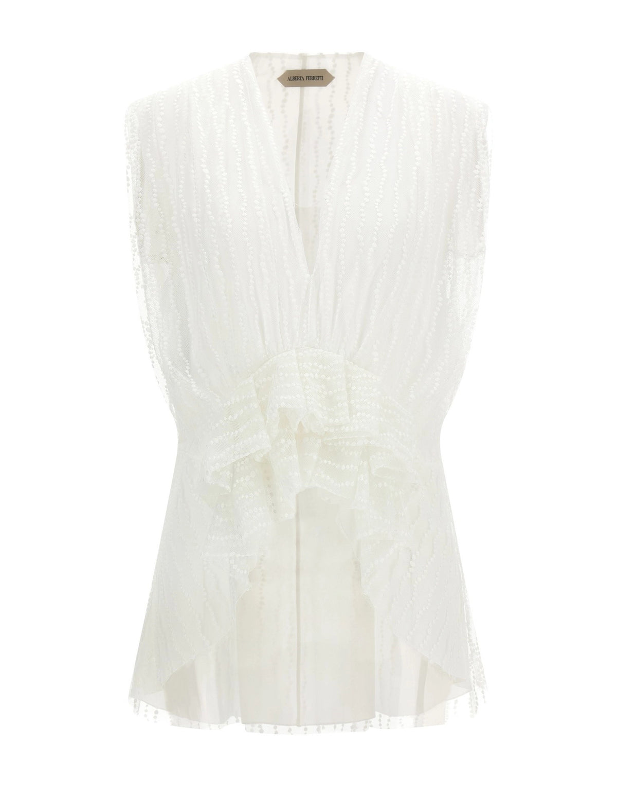 Alberta Ferretti Asymmetrical Tulle Top