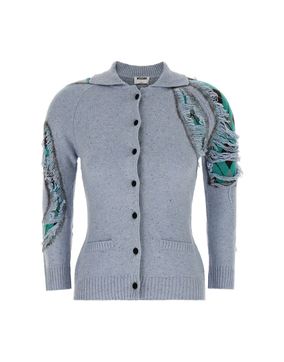 Moschino Distressed Argyle Cardigan