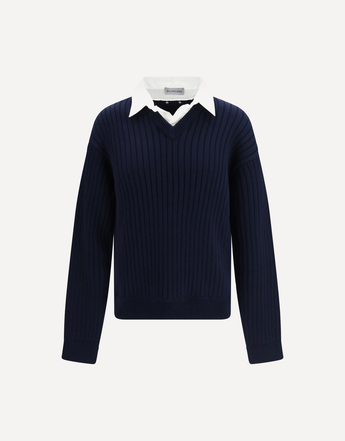 Balenciaga Cotton Sweater With Shirt Details