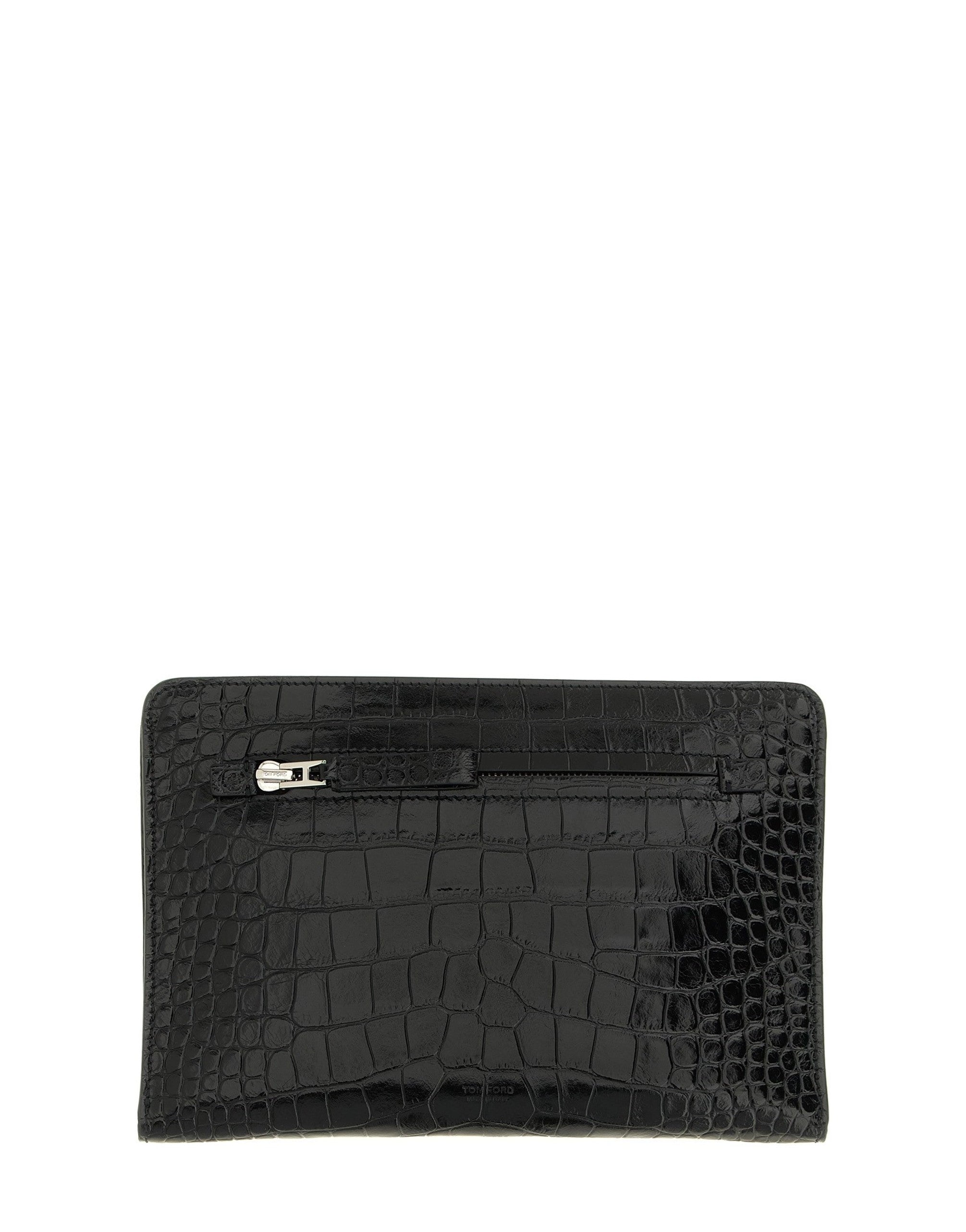 Tom Ford Croc Print Leather Clutch