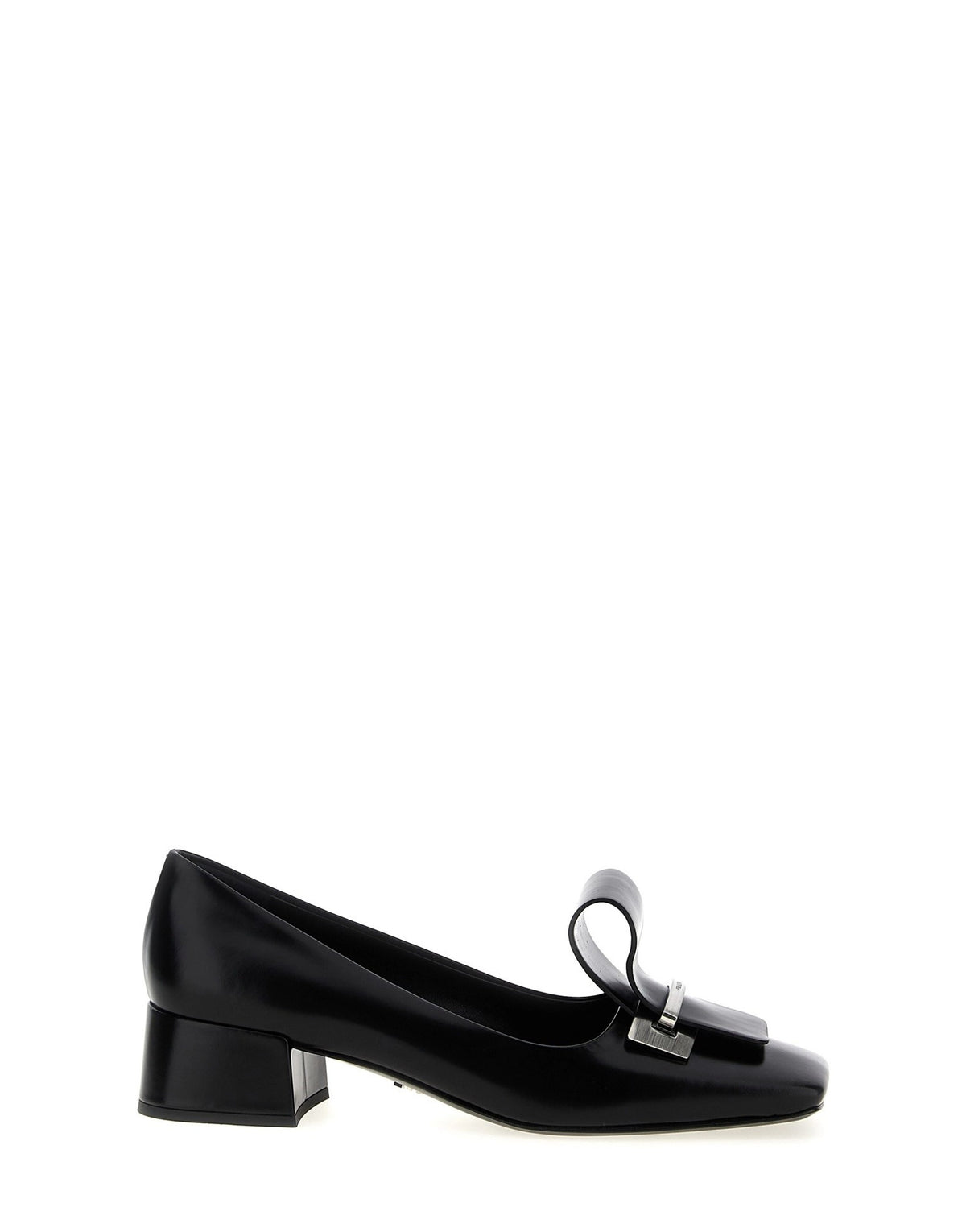 Prada Black Square Toe Leather Pumps