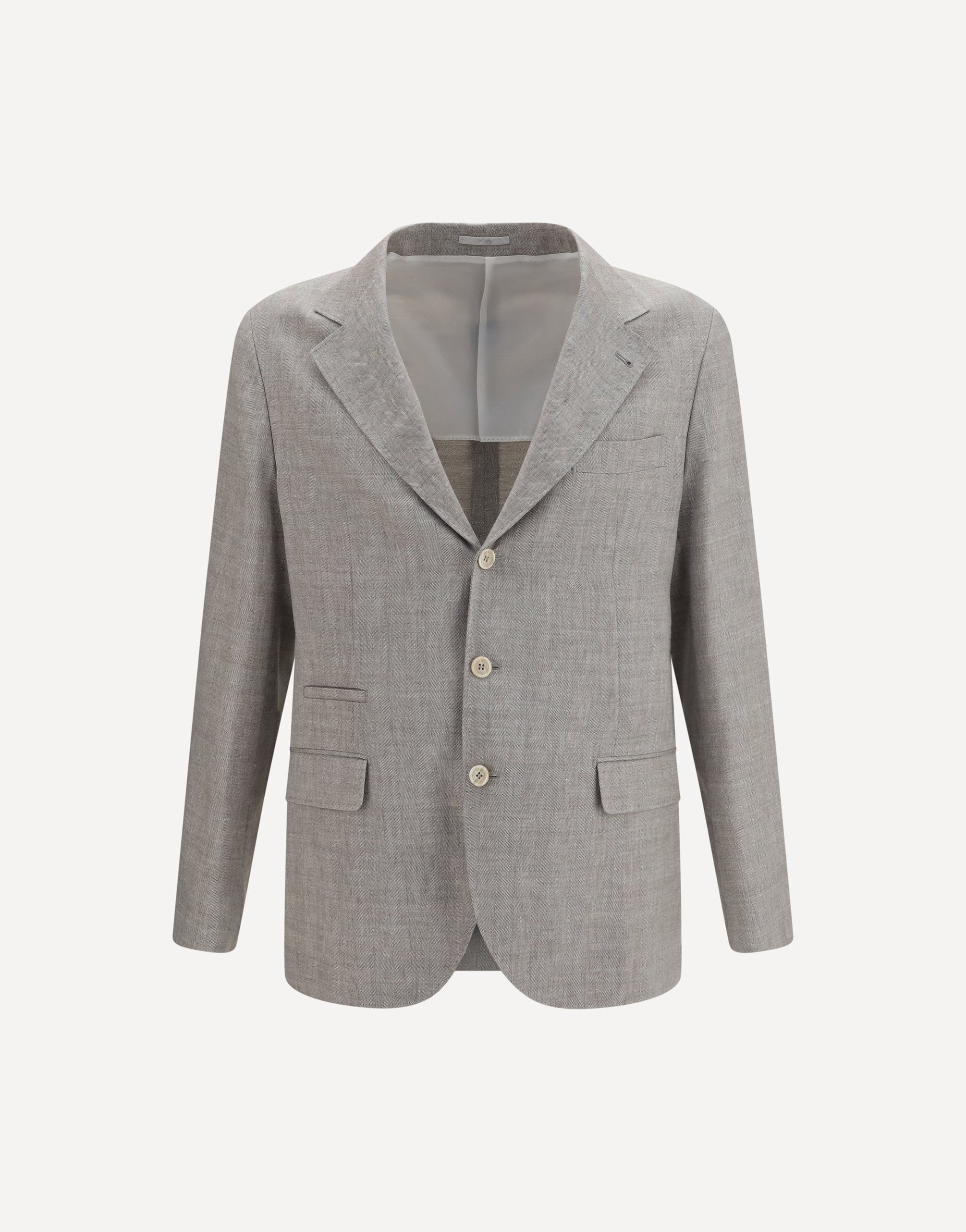 Brunello Cucinelli Deconstructed Linen Wool Chevron Jacket