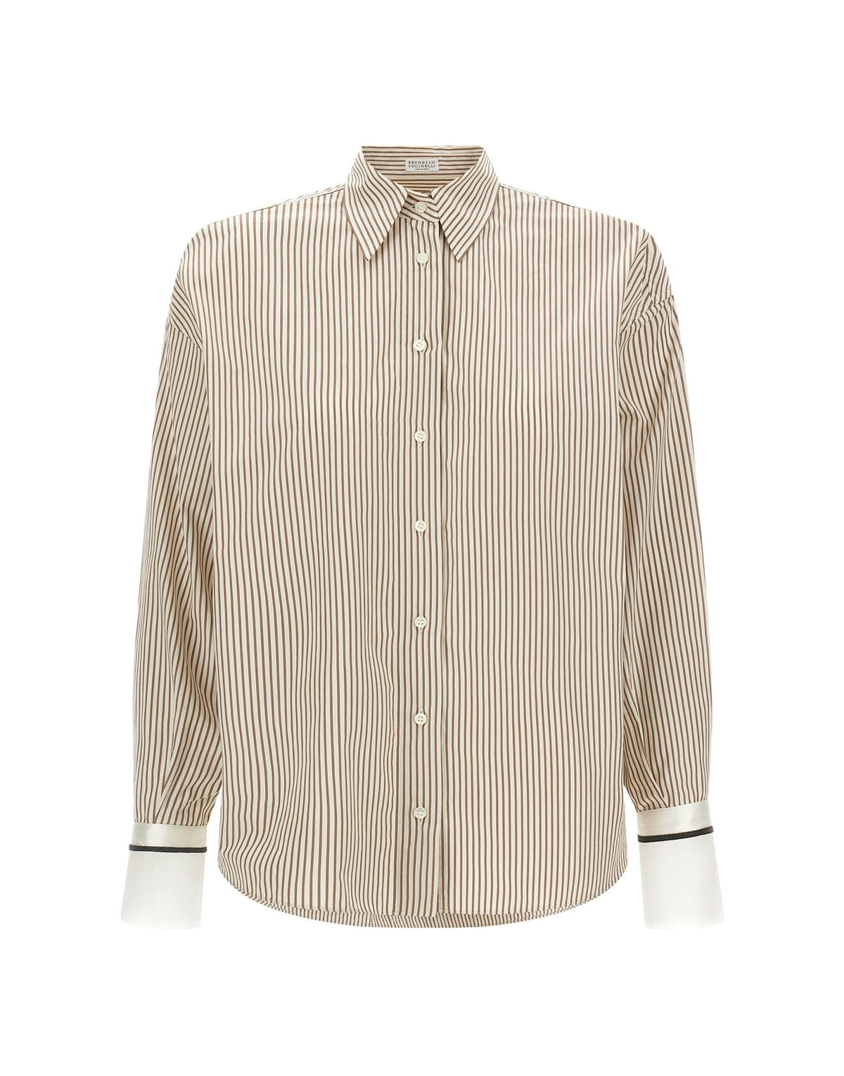 Brunello Cucinelli Striped Monile Cuffed Shirt