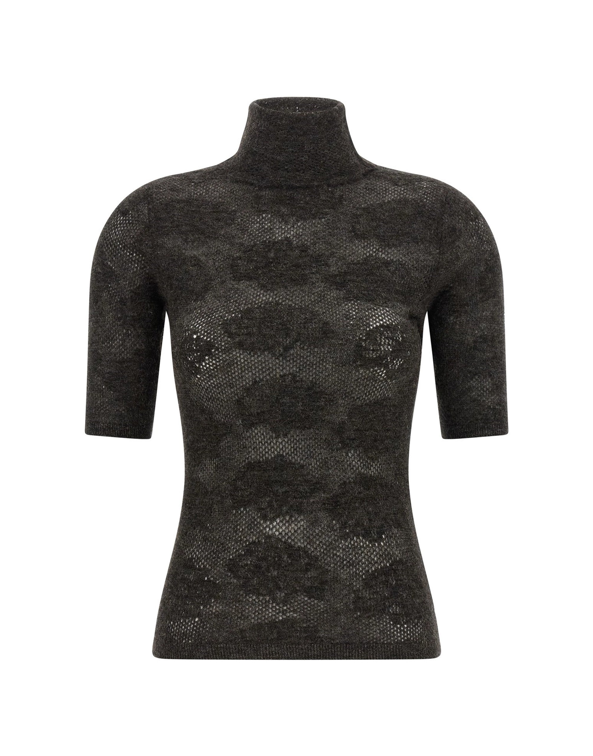 Brunello Cucinelli Brown Openwork Turtle-Neck Sweater