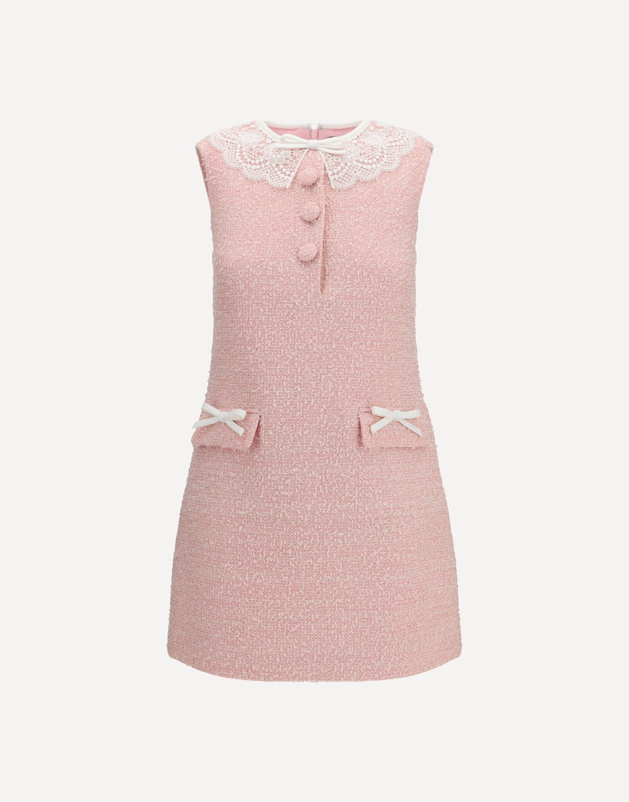 Self-Portrait Bouclé Mini Dress With Lace Collar