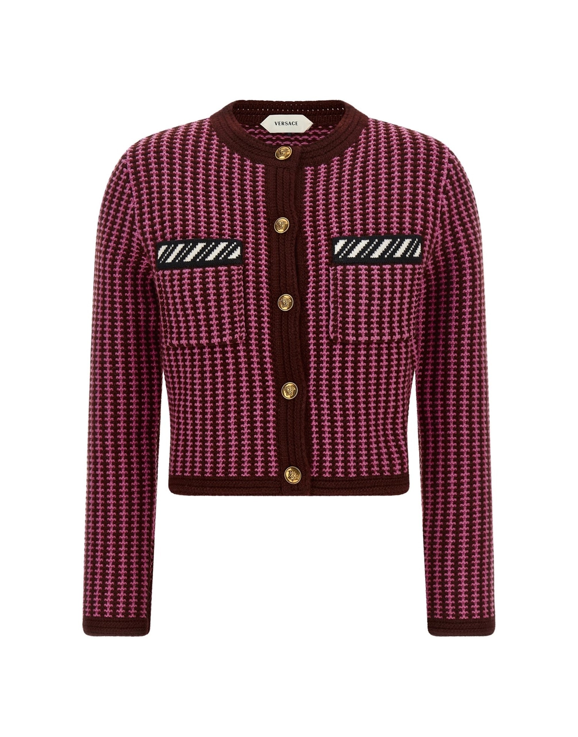 Versace Two-Tone Crochet Cardigan