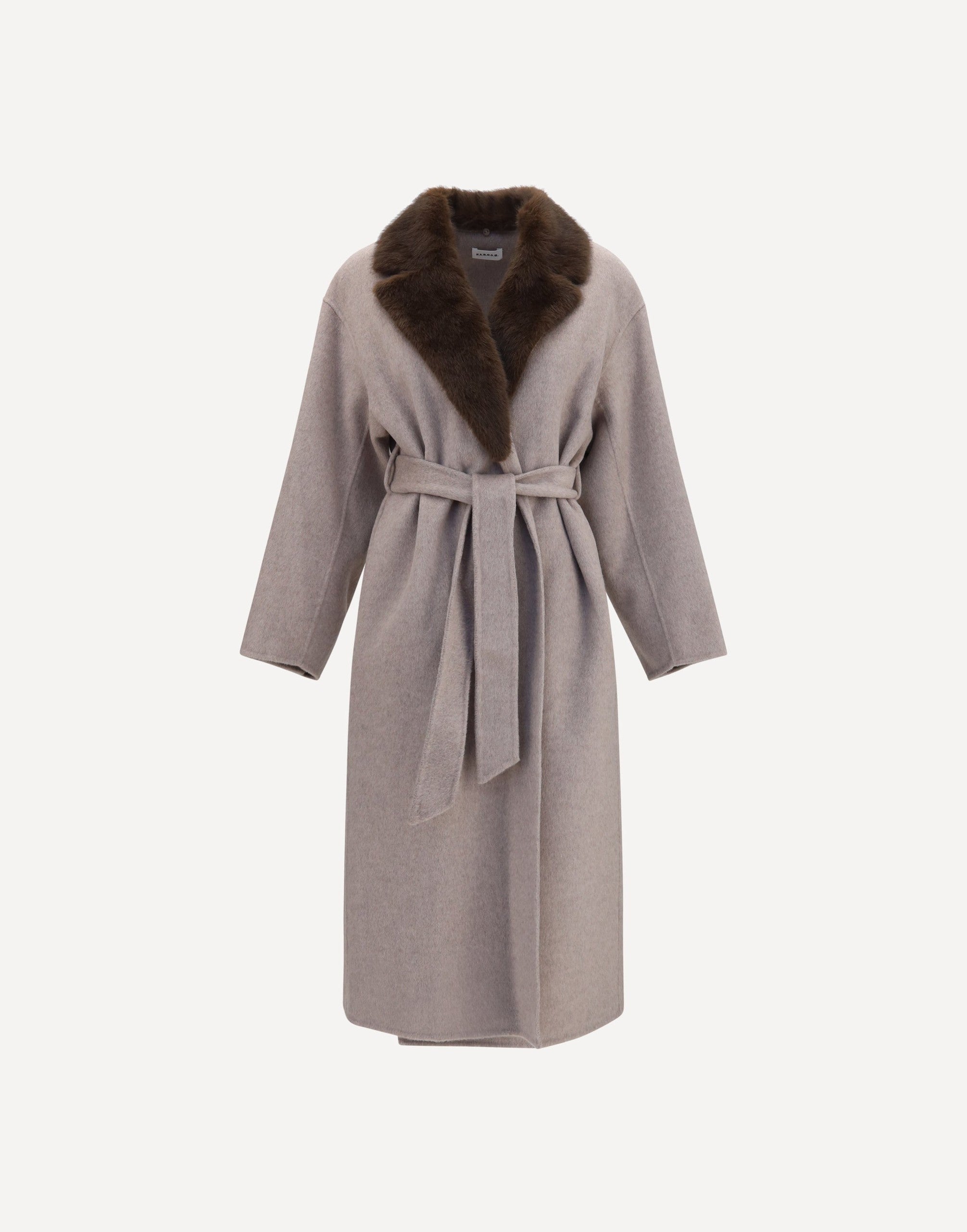 P.A.R.O.S.H. Wool Coat With Fur Collar Belt
