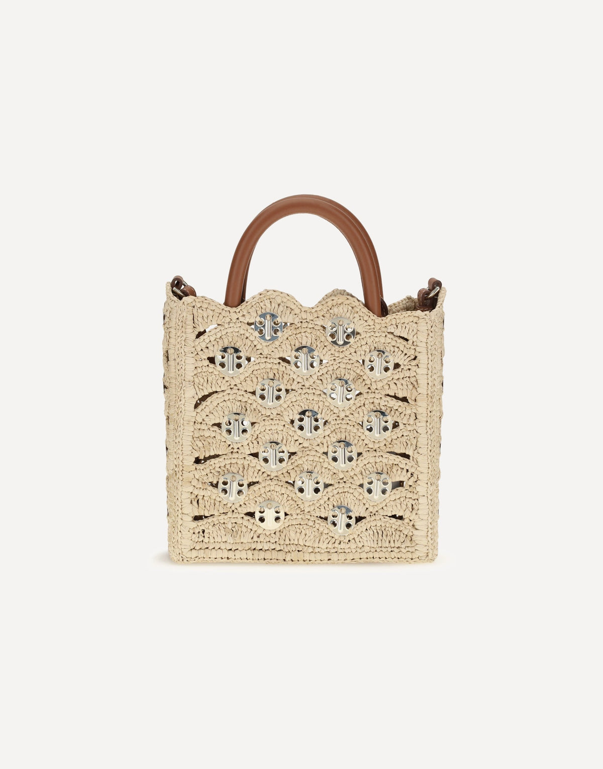 Rabanne 1969 Disc Raffia Top-Handle Bag