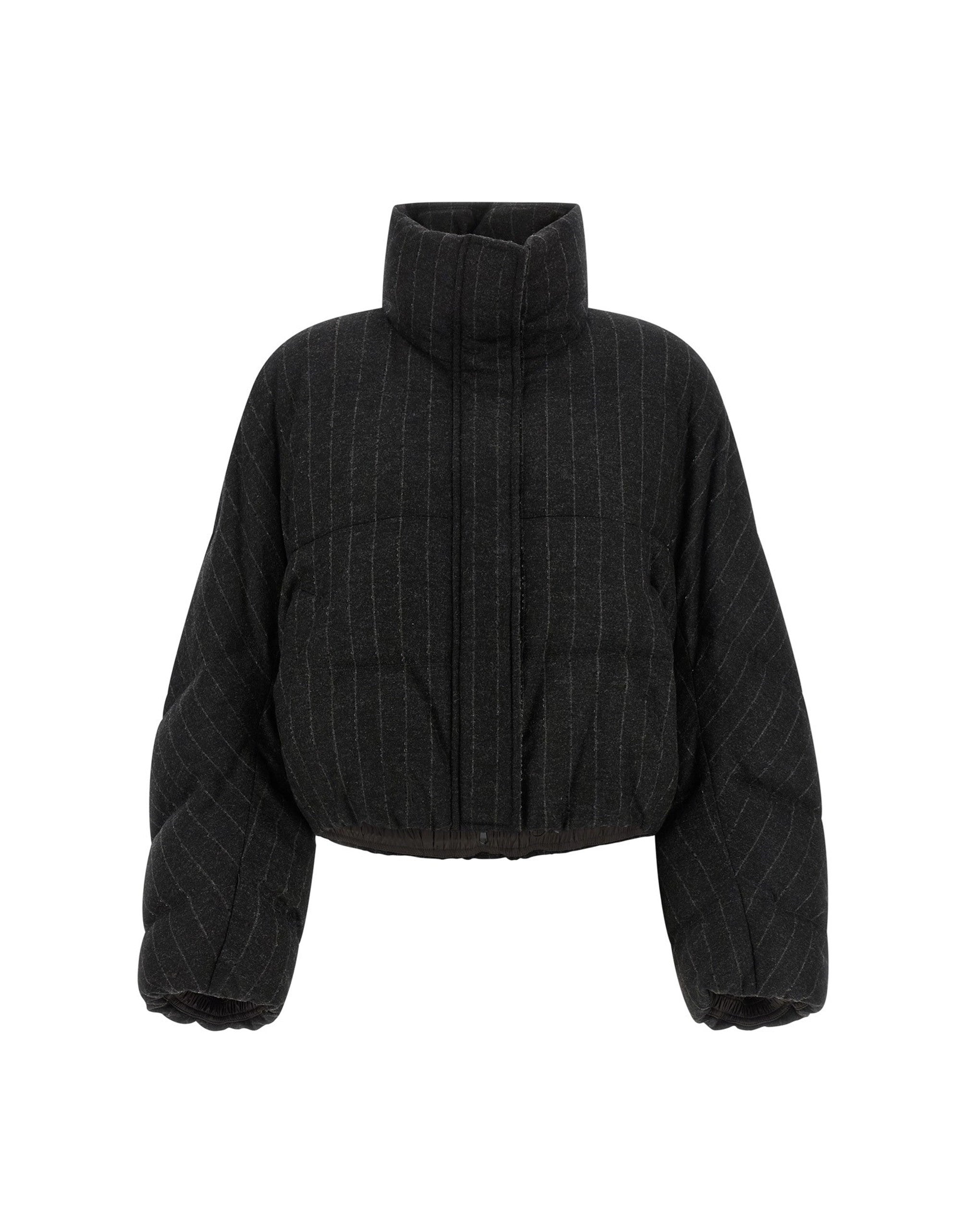 Brunello Cucinelli Micro Sequin Pinstriped Crop Down Jacket