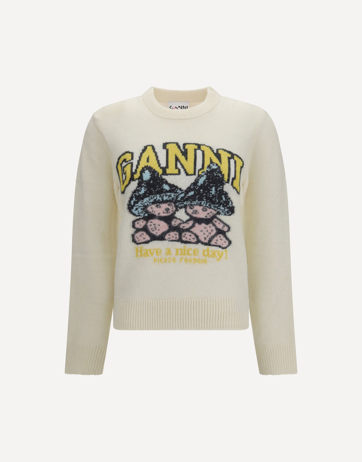 Ganni Mushroom Teddy Wool-Blend Sweater