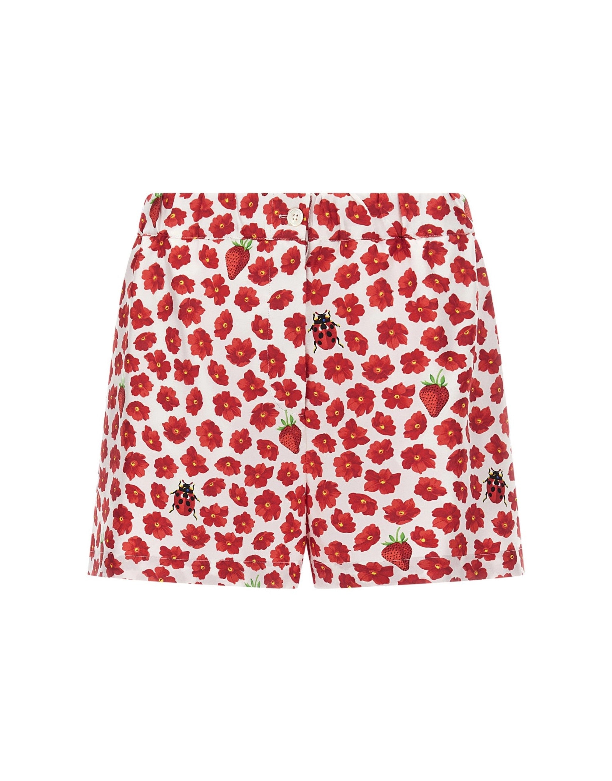 Versace Strawberry Garden Silk Twill Shorts