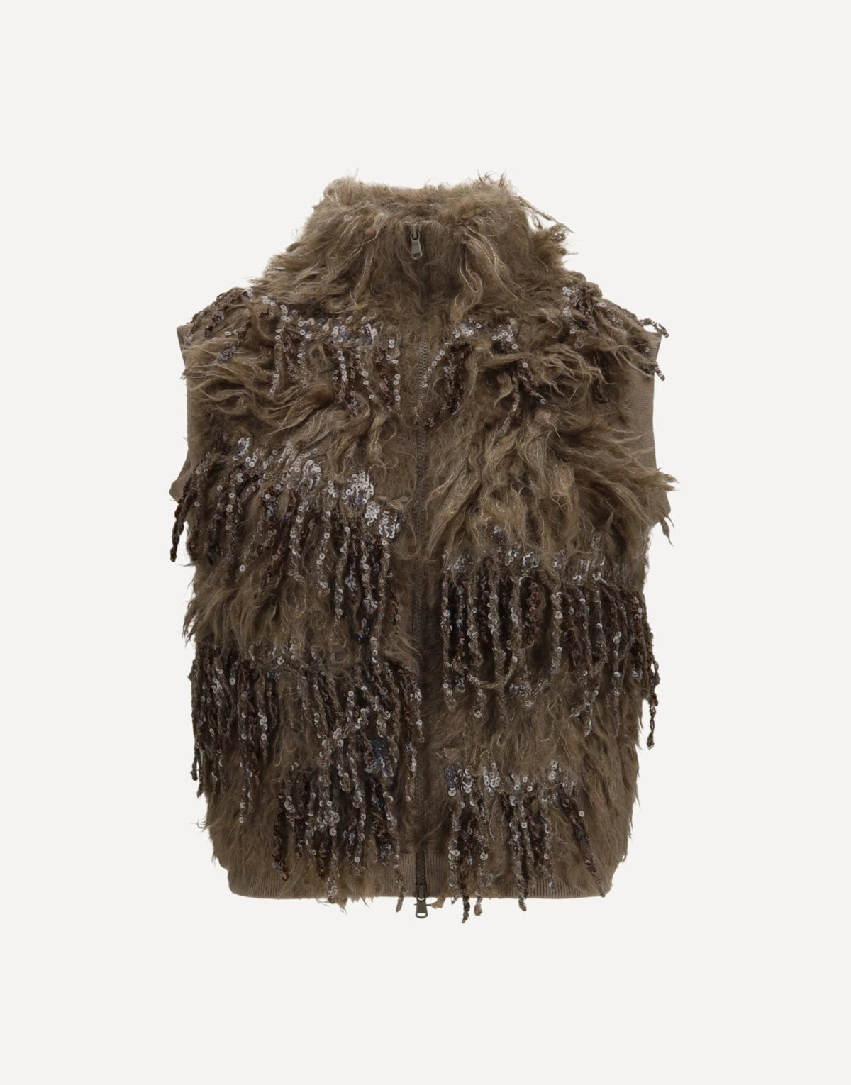 Brunello Cucinelli Mohair-Blend Sequin Zip Cardigan