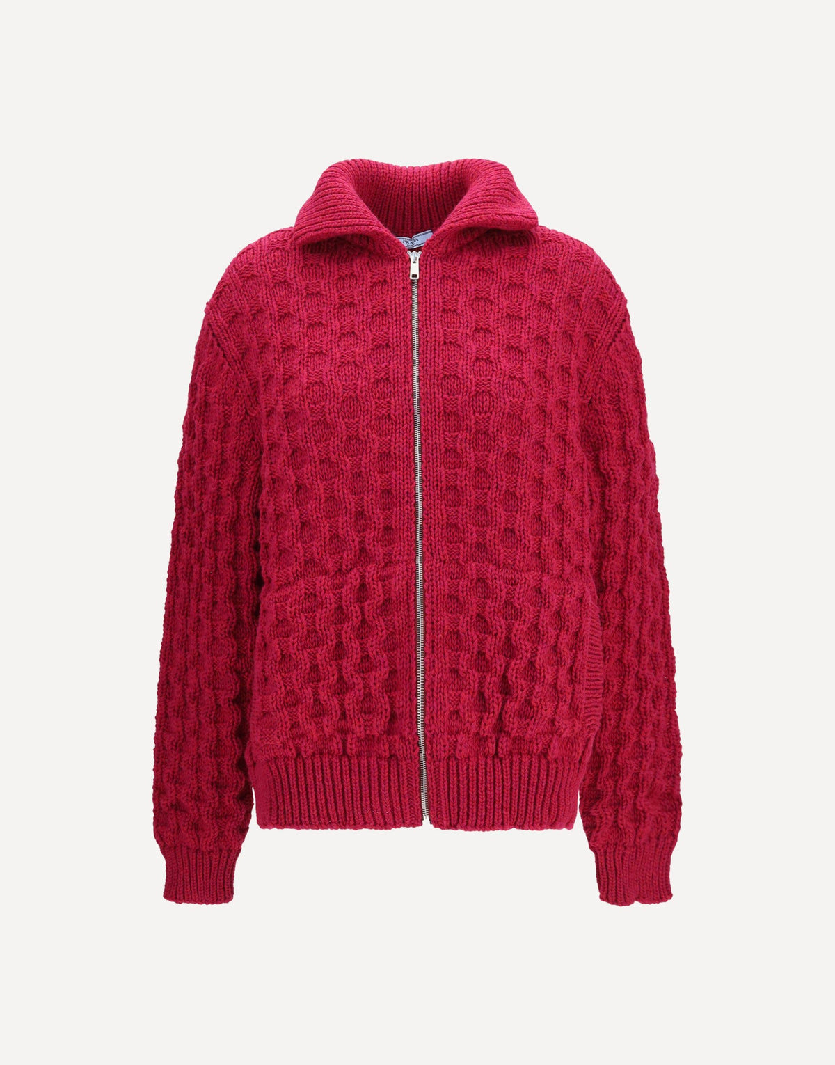 Prada Aran Wool Zip Cardigan